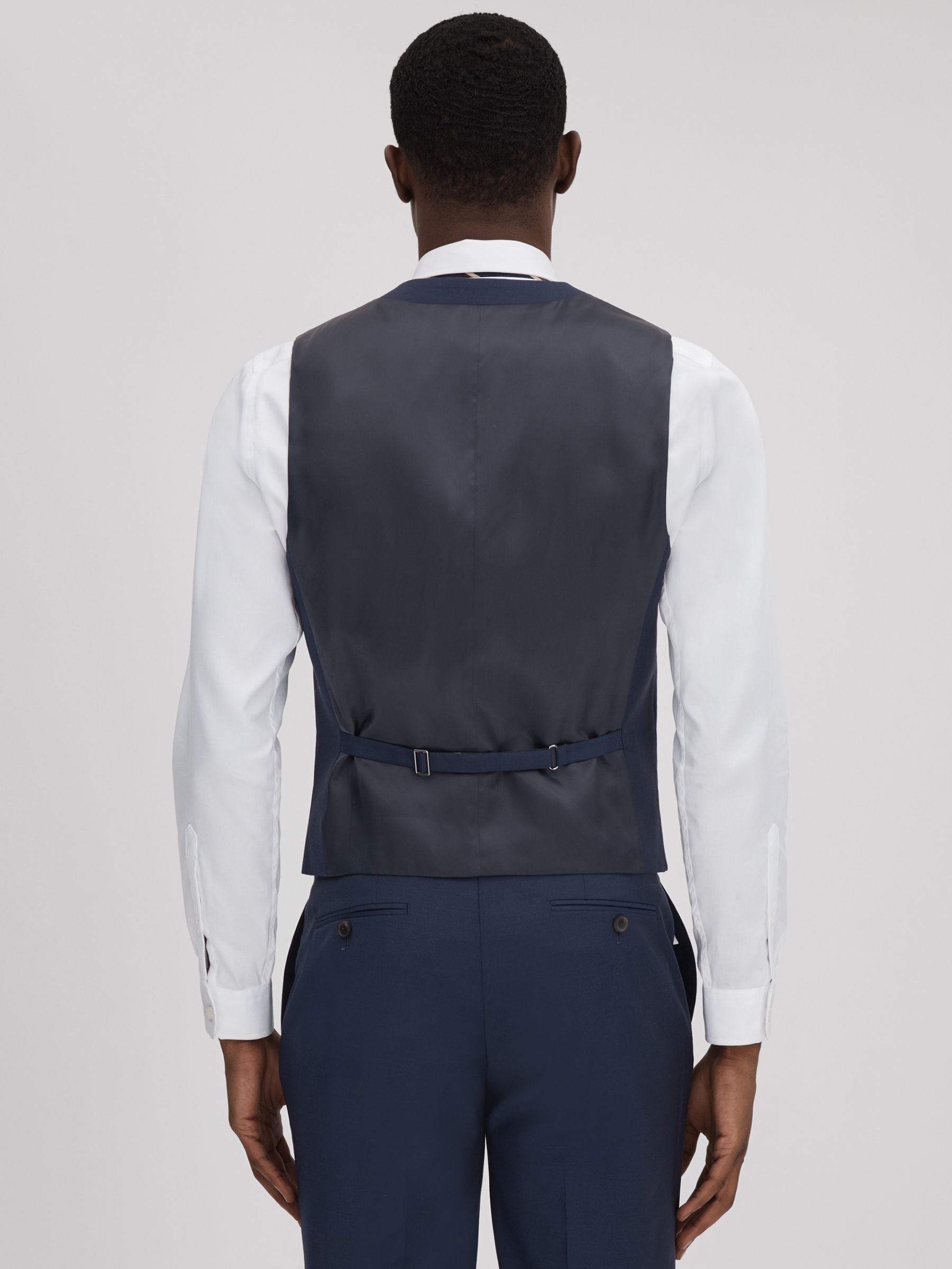 Destiny Navy Wool Single Breasted Slim Fit Waistcoat