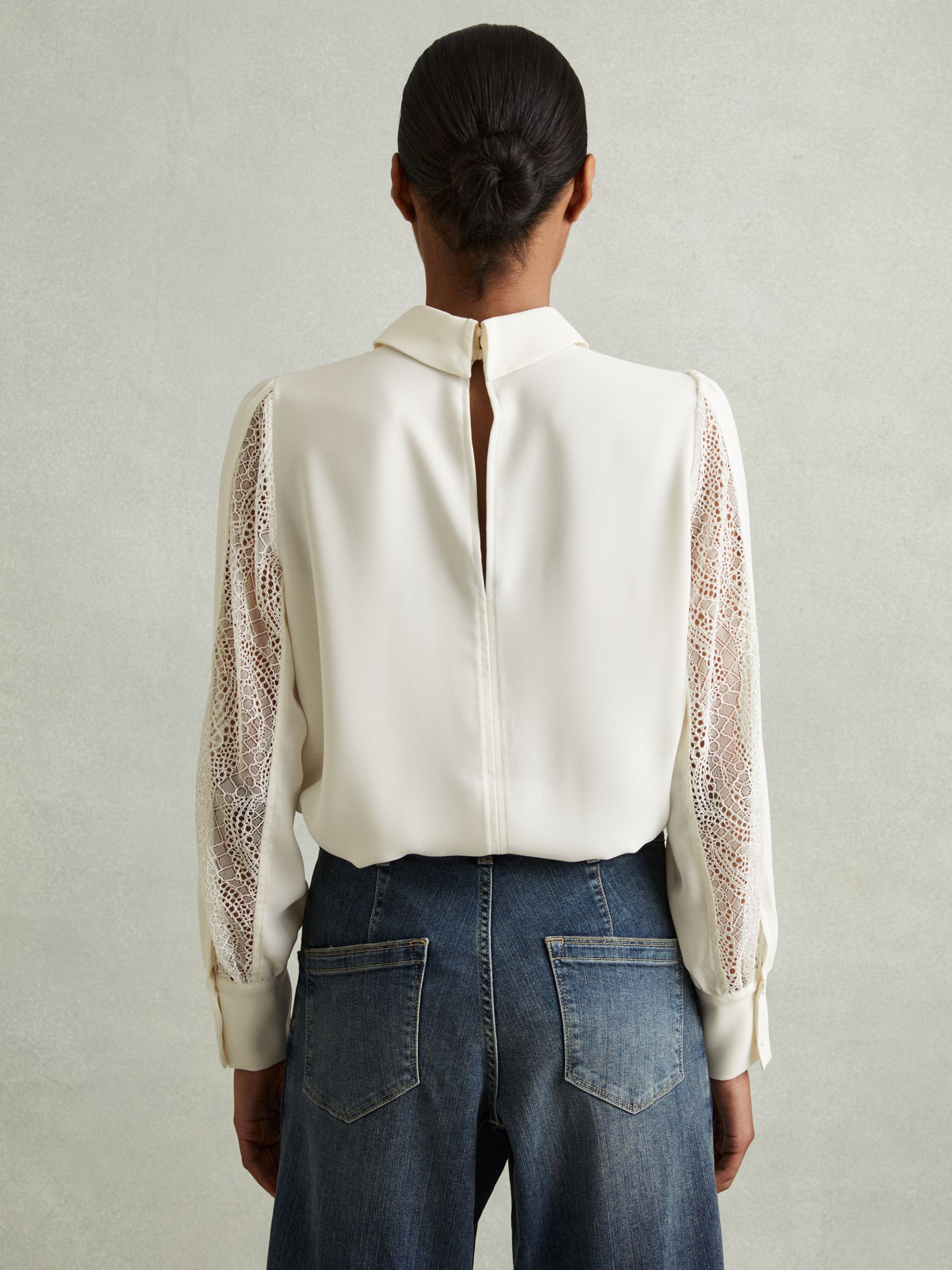 Lace Insert Blouse in Cream