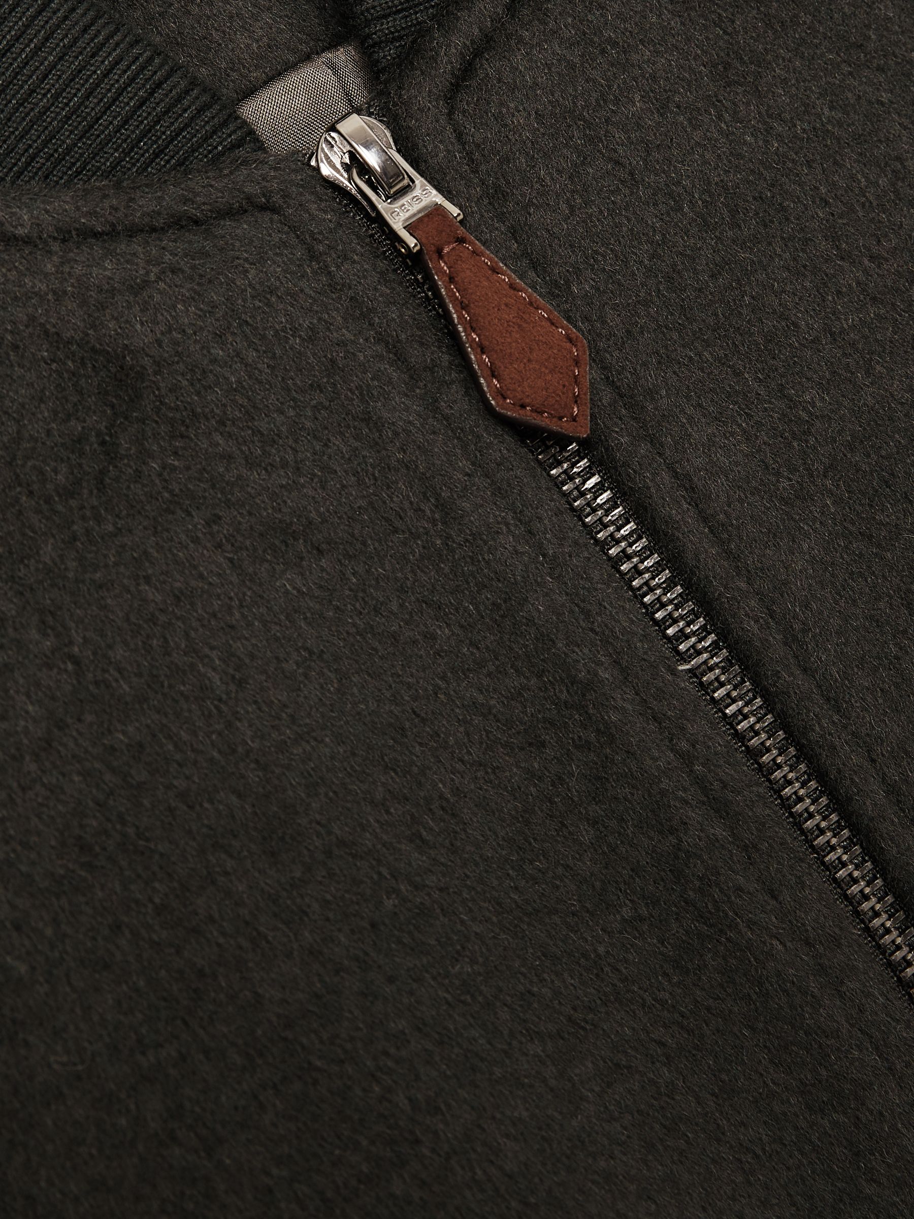 Brushed Wool-Blend Bomber Jacket in Dark Green