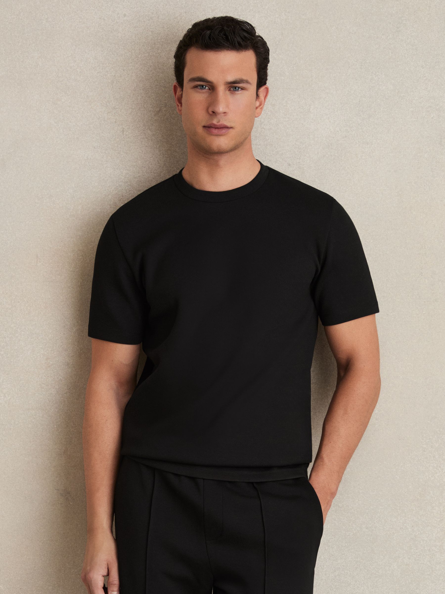 Interlock Jersey Crew Neck T-Shirt in Black