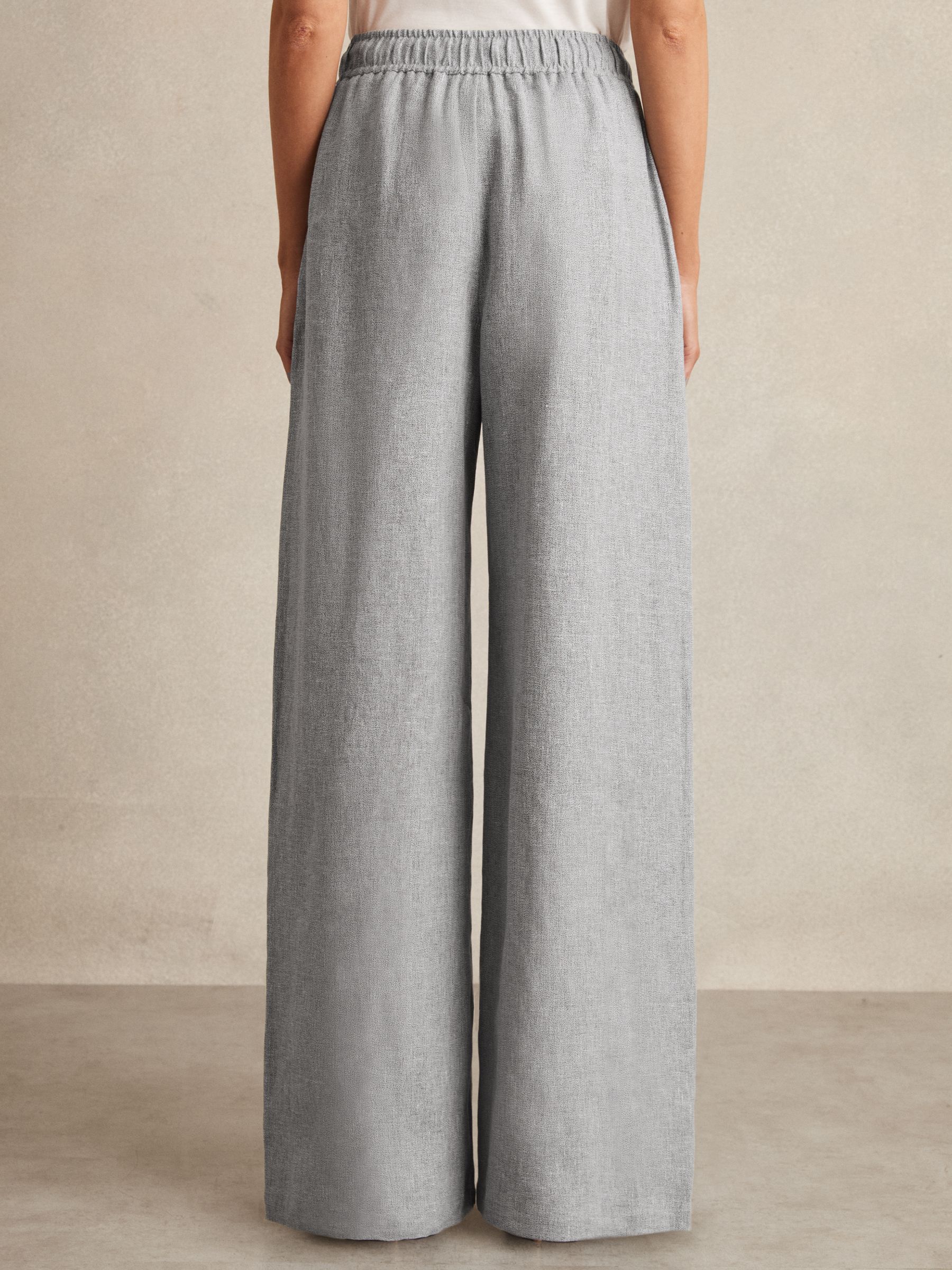 Petite Linen-Blend Wide-Leg Trousers in Blue