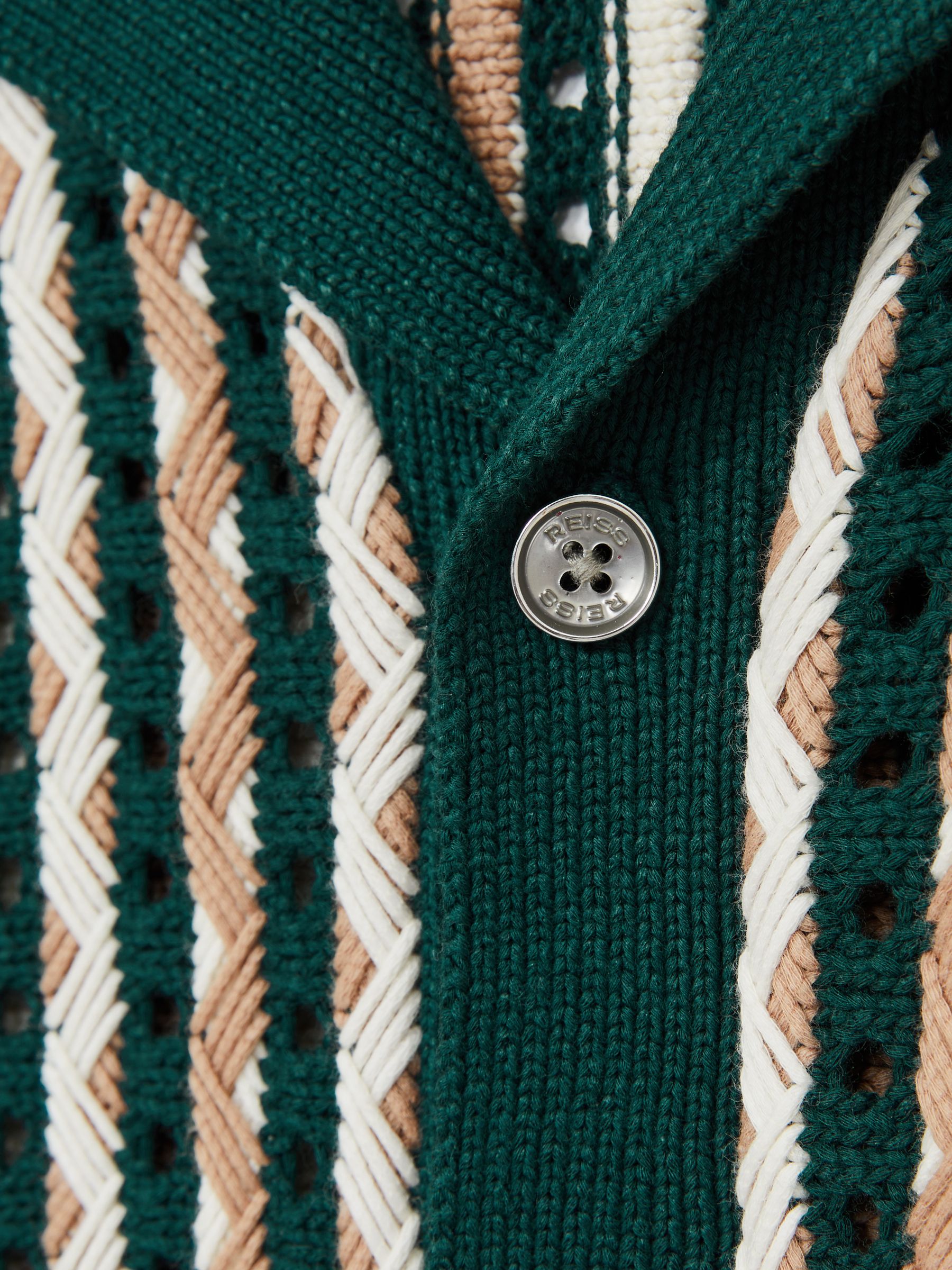 Textured-Knit Cuban-Collar Shirt in Green