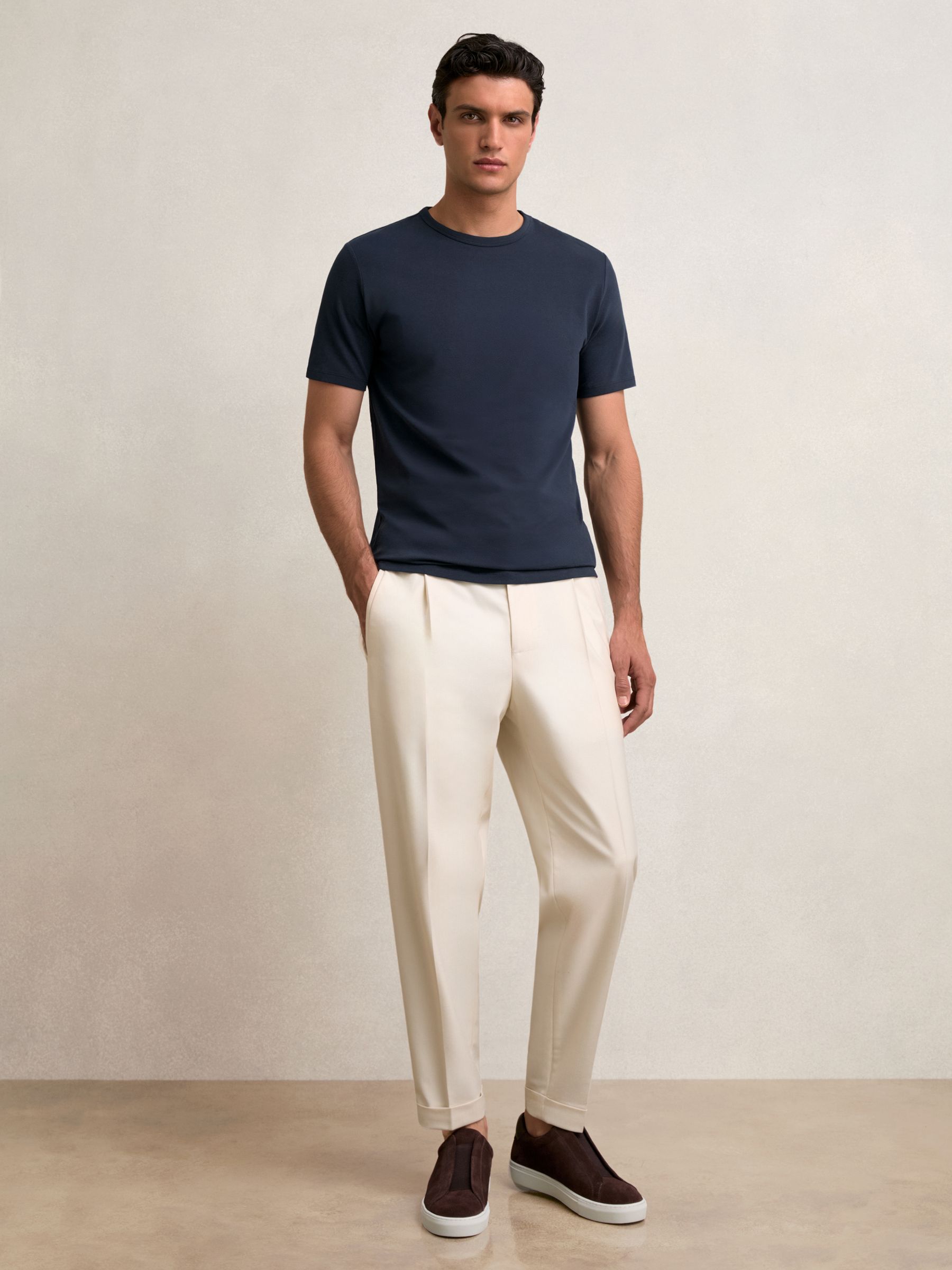 Suede Slip-On Elasticated Trainers in Chocolate Brown