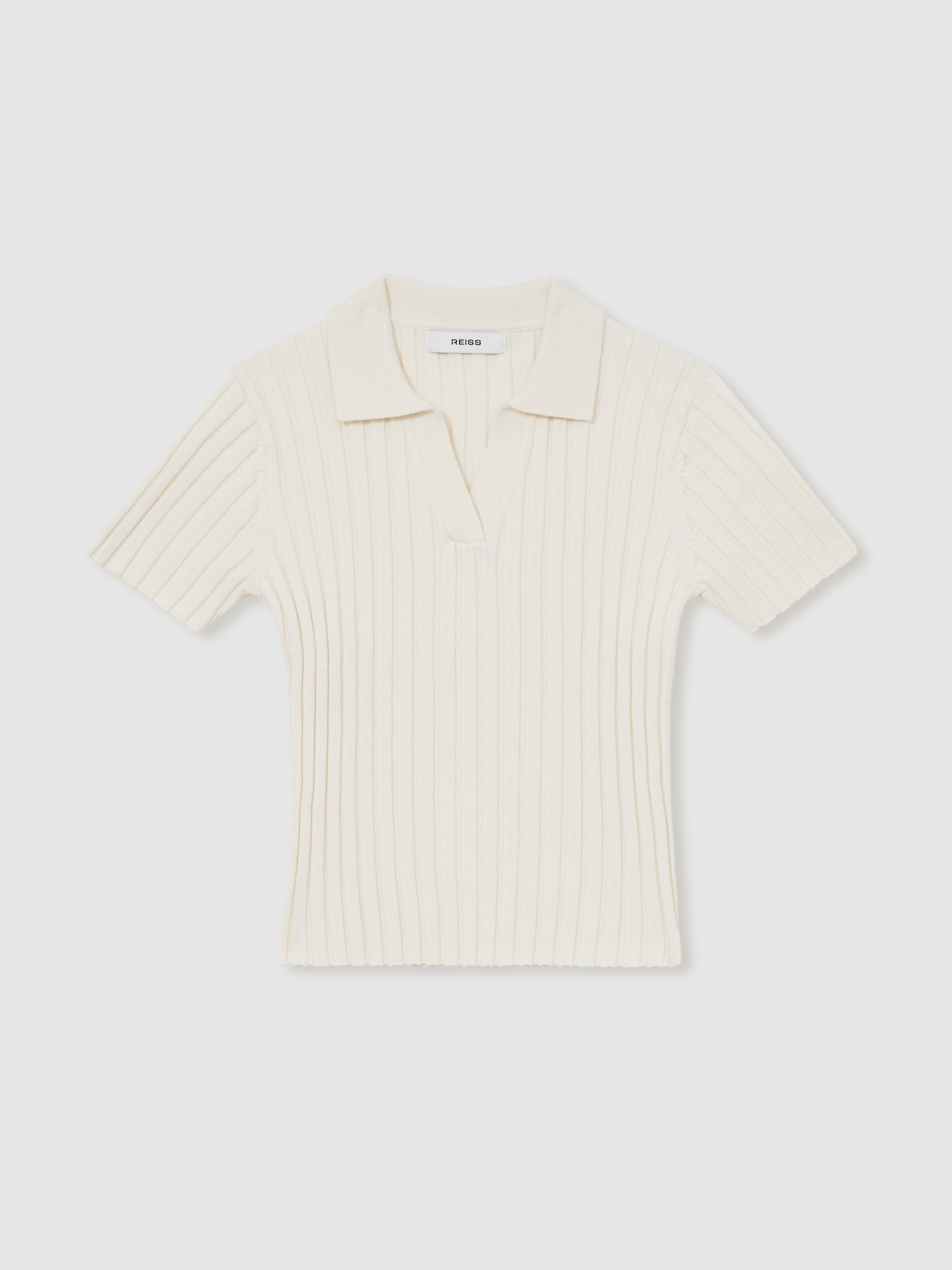 9-13 yrs Rib-Knit Polo Top in Ivory