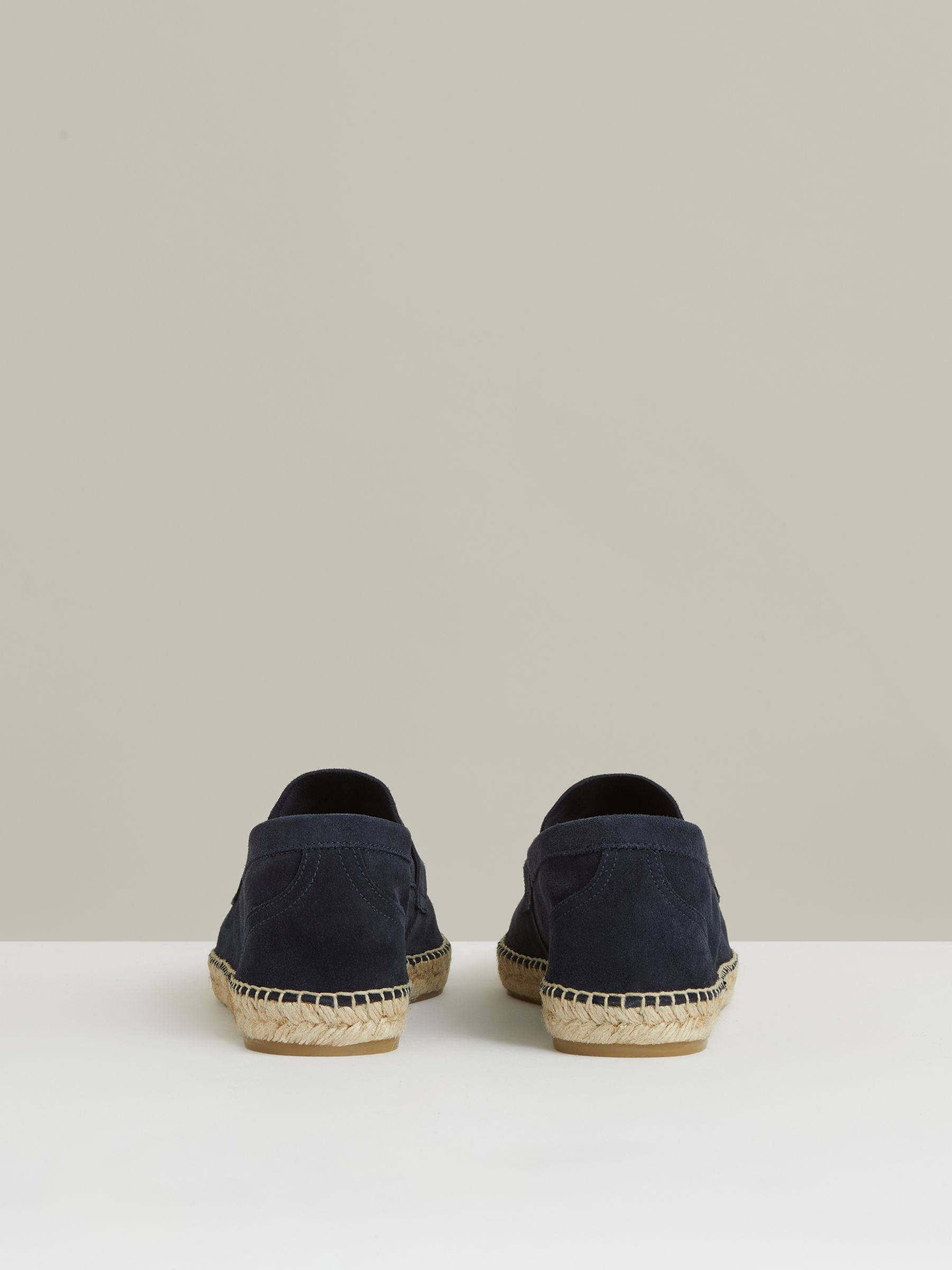 Suede Penny-Strap Espadrilles in Navy