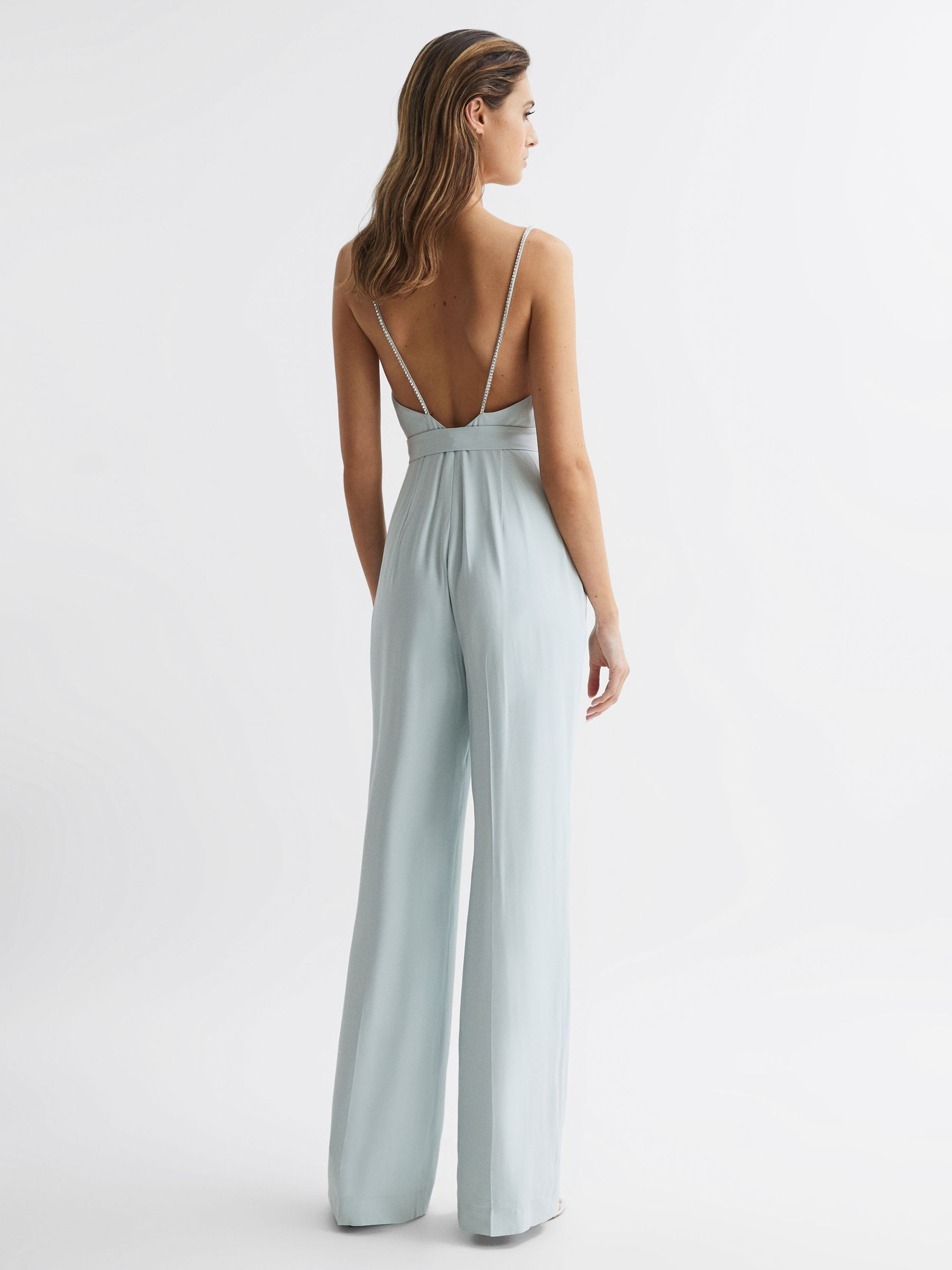 Embellished Wide Leg Jumpsuit in Green