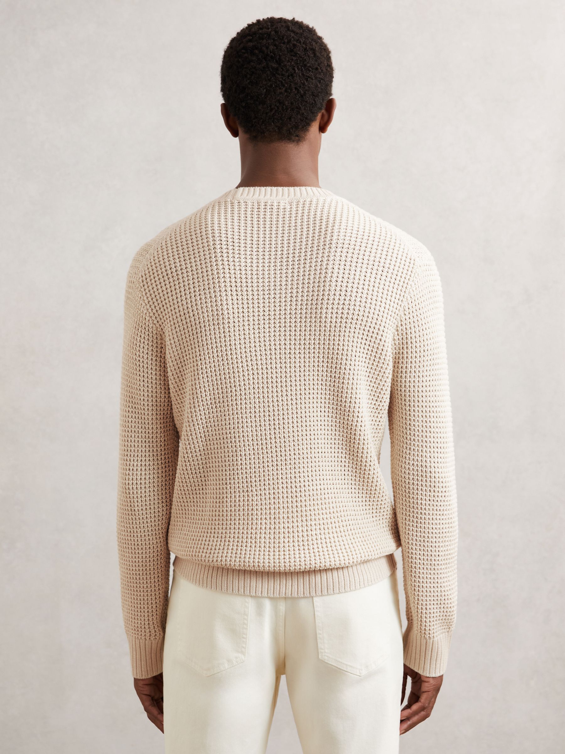 Paige Cotton Waffle-Knit Sweater in Natural
