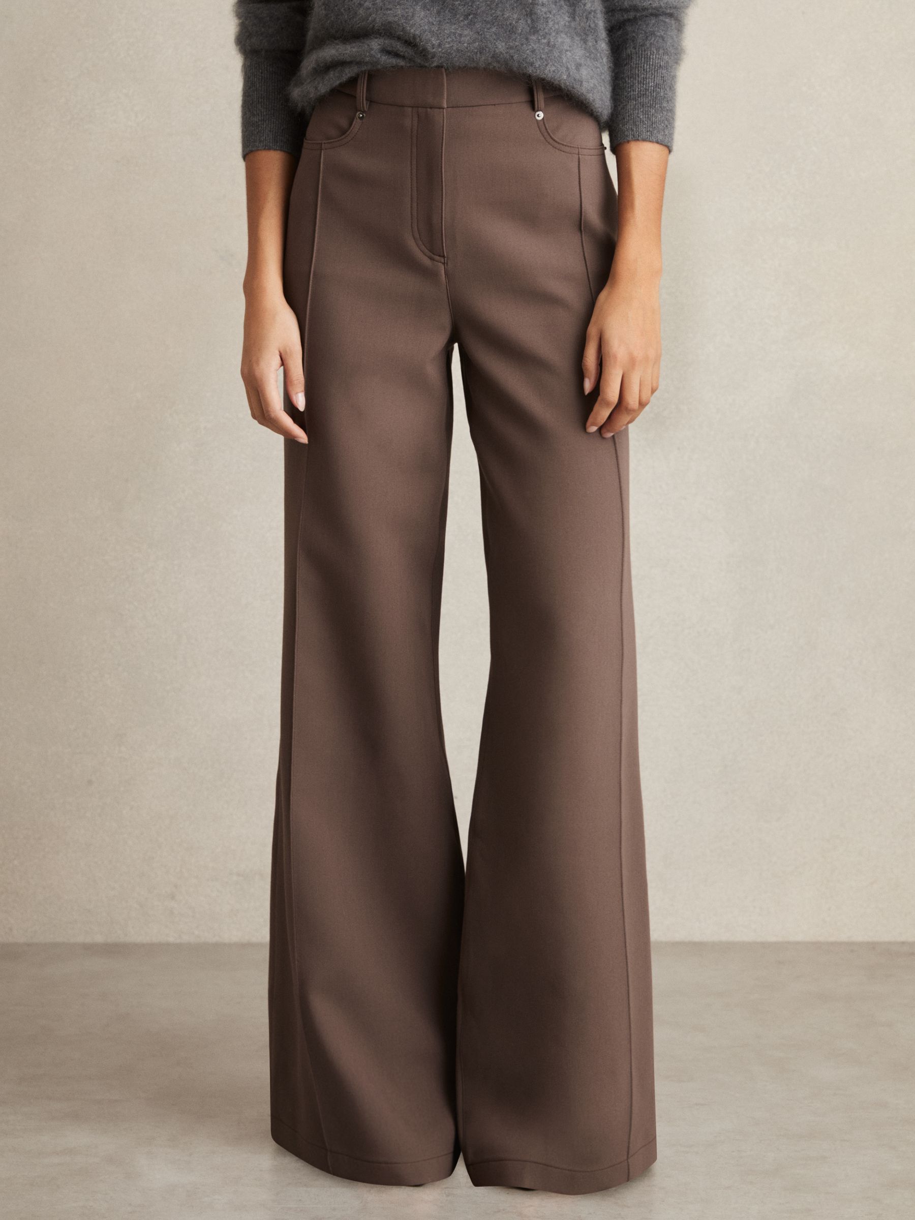 Petite Palazzo Tailored Trousers in Mink Neutral