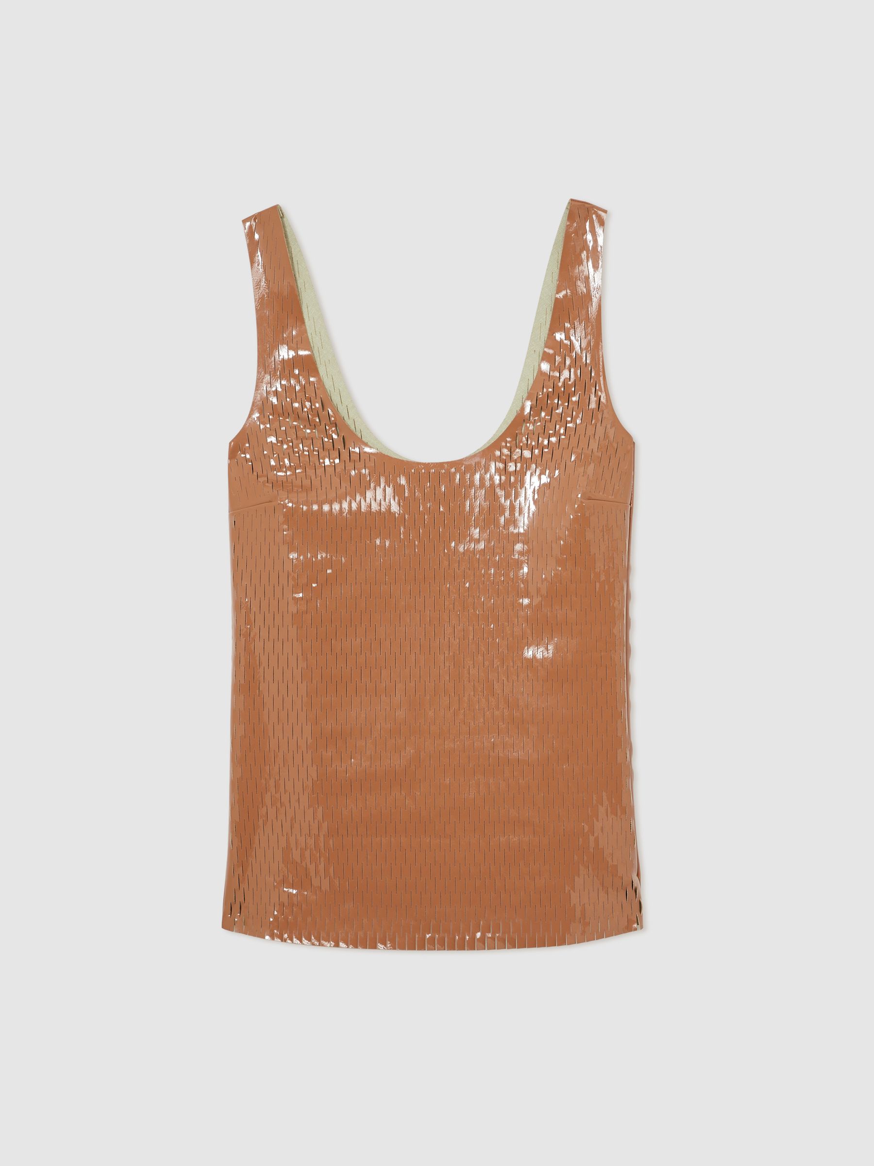 Atelier Laser-Cut Vest Top in Tan