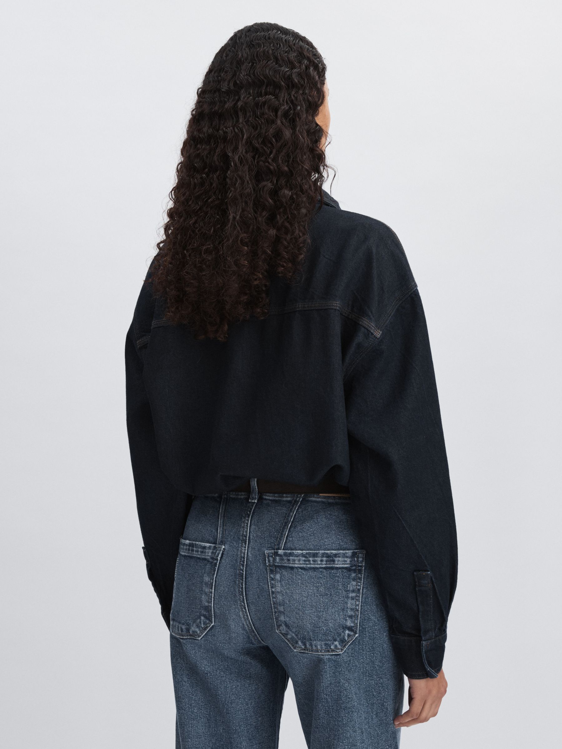 Good American Oversized Denim Shirt in Dark Indigo