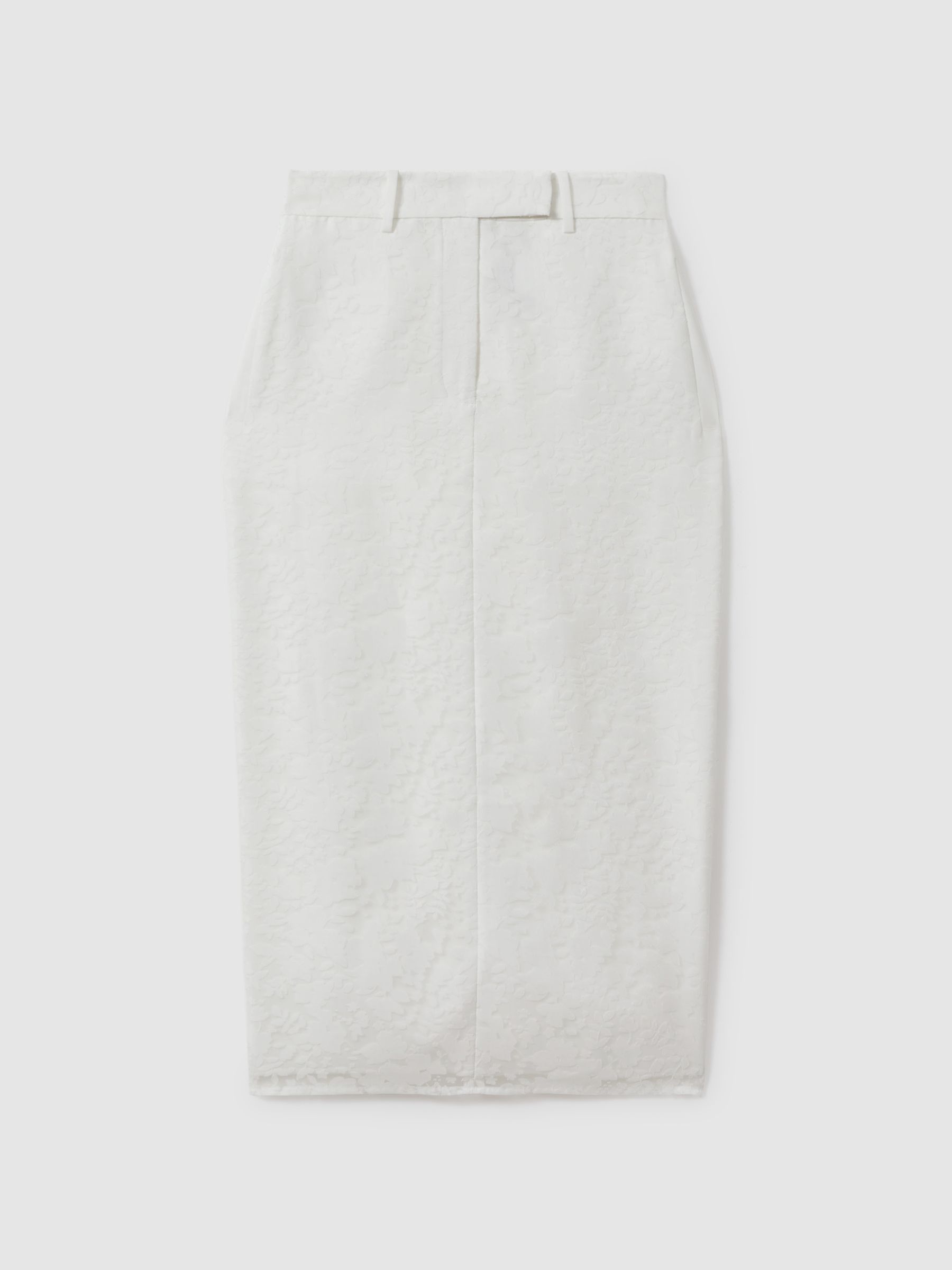 Burnout Floral Midi Skirt in Ivory