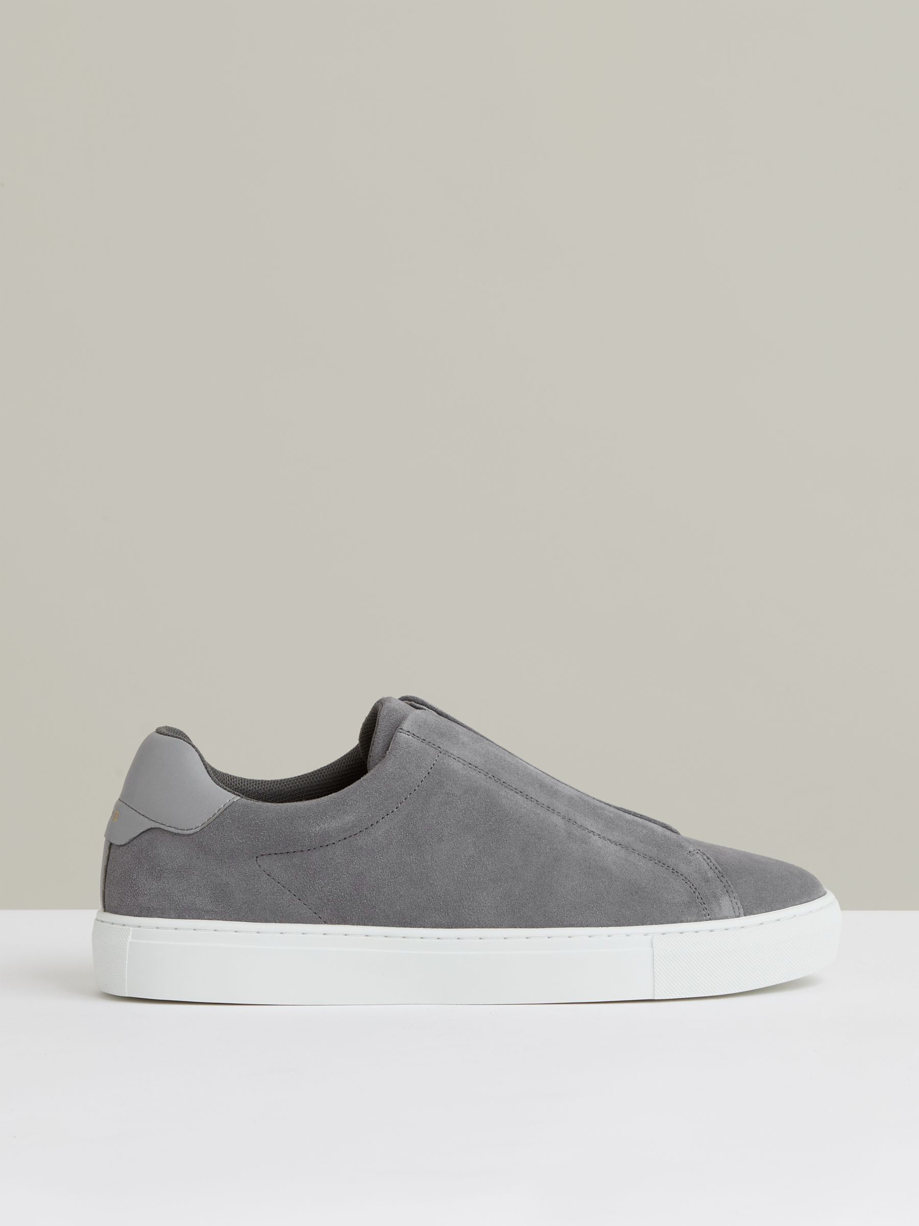 Suede Slip-On Elasticated Trainers in Grey