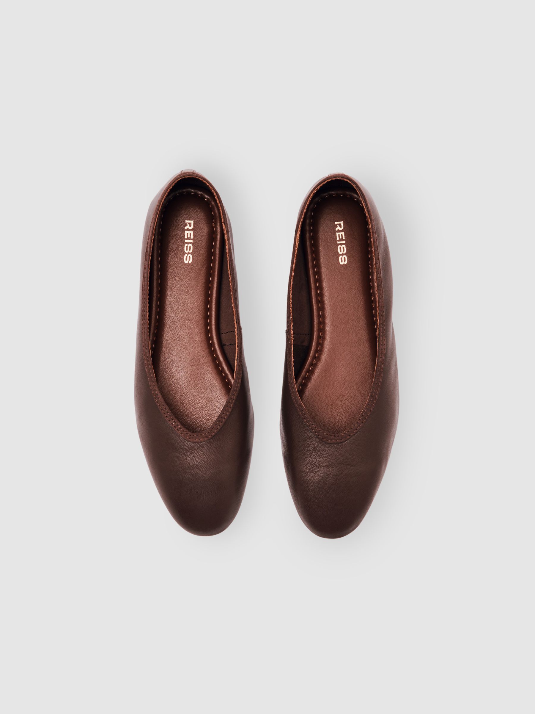 Nappa Leather Ballet Flats in Brown