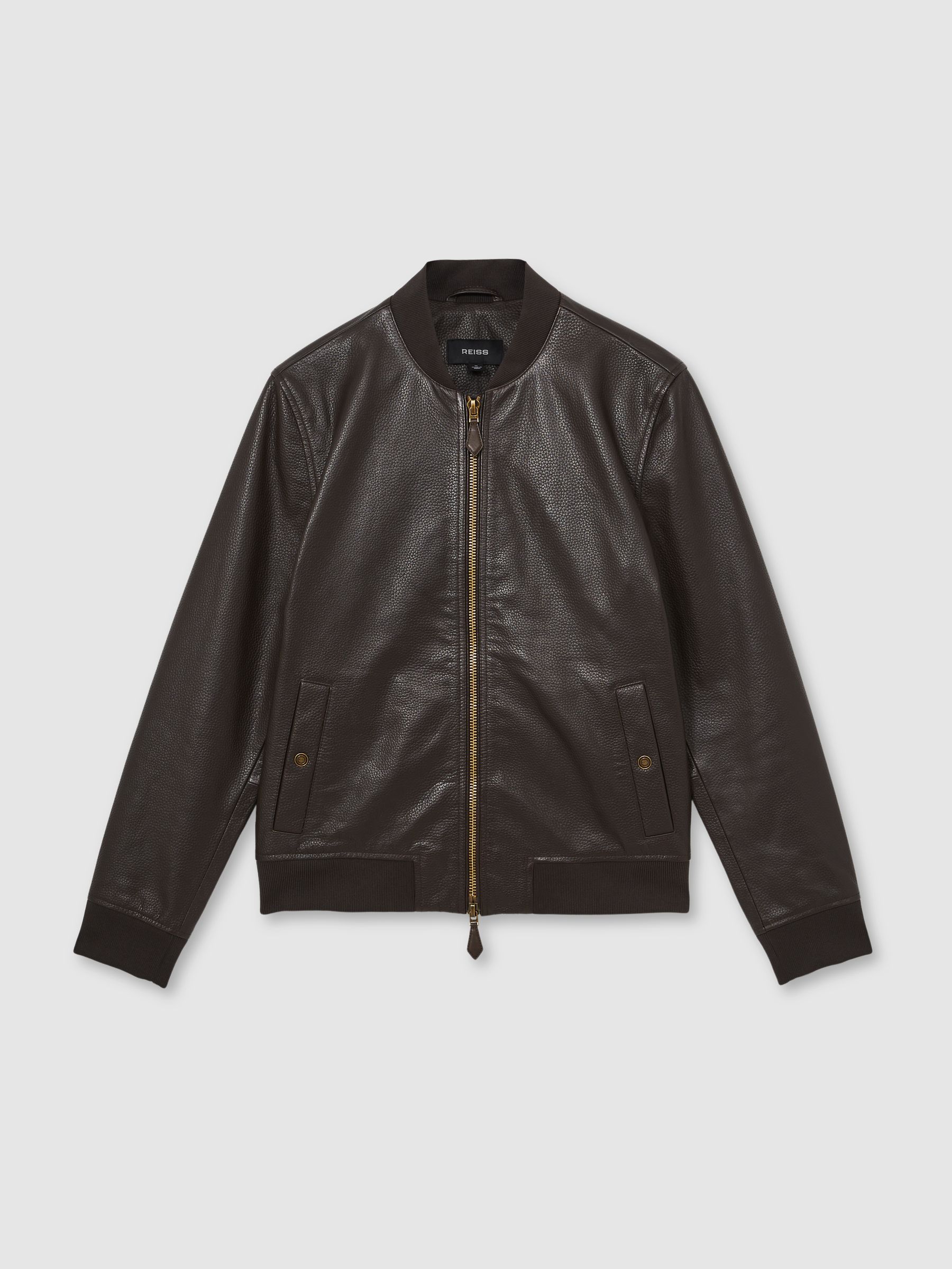 Leather Bomber Jacket in Brown