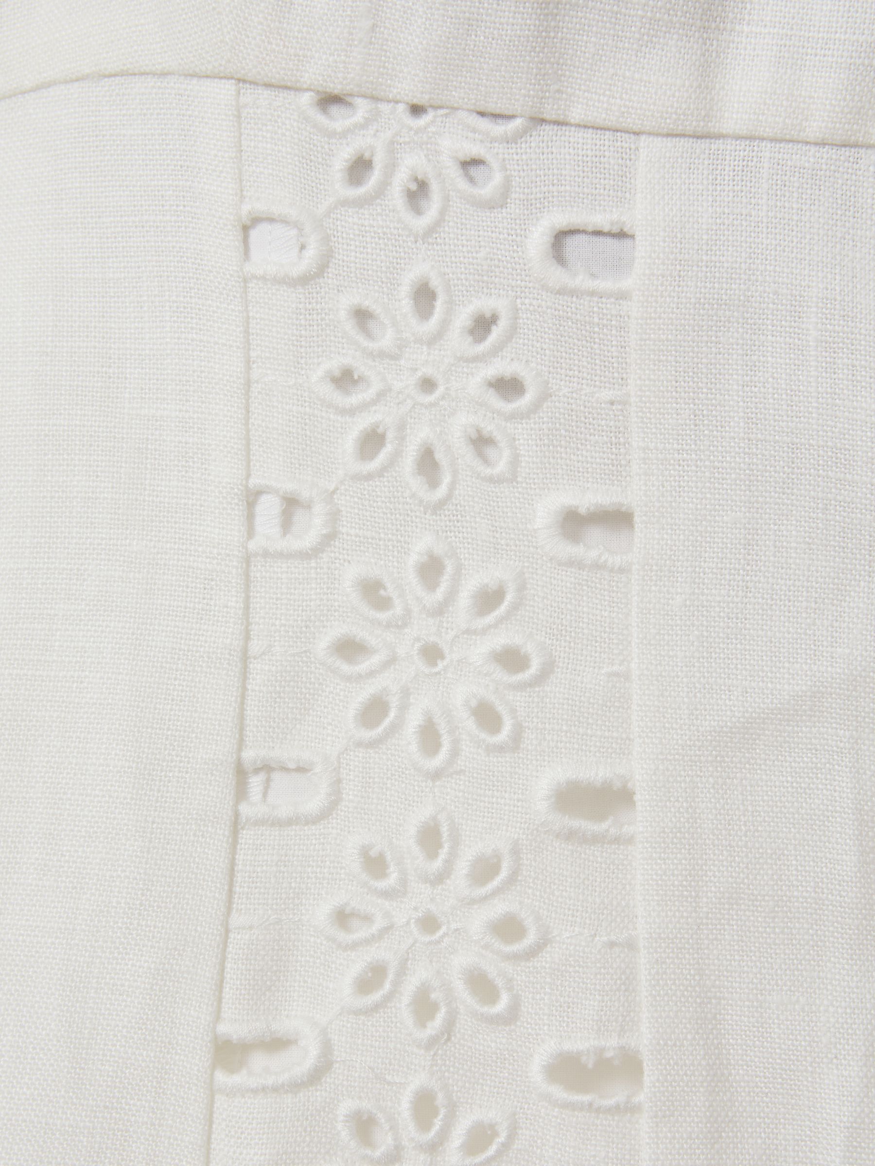 Linen Broderie Midi Dress in Ivory