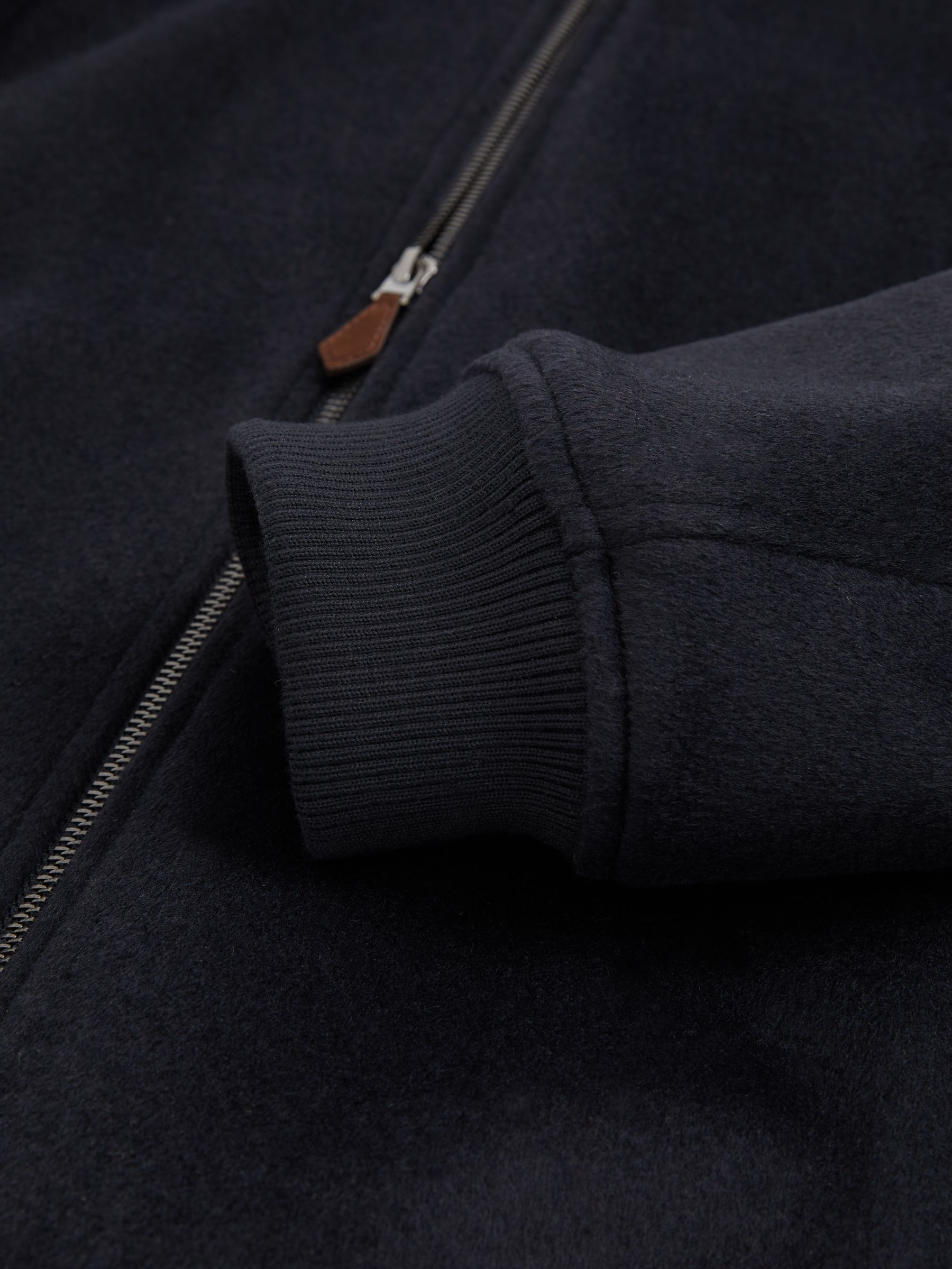 Brushed Wool-Blend Bomber Jacket in Navy