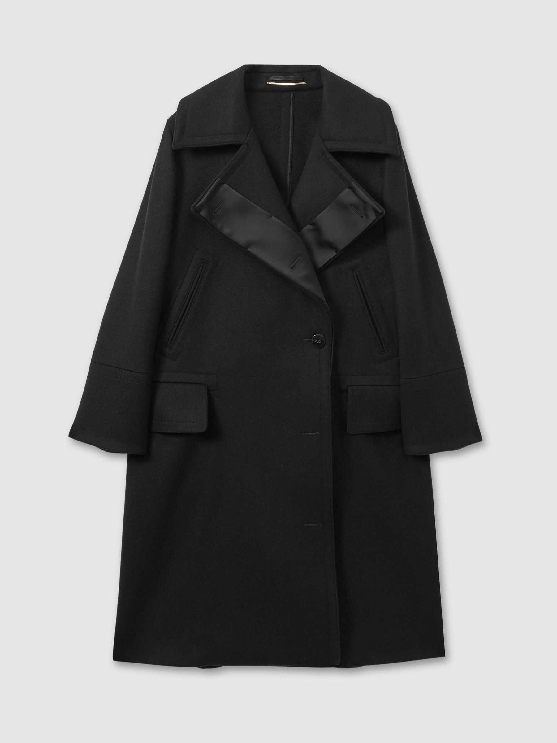 Atelier Felted Trapeze Coat in Black
