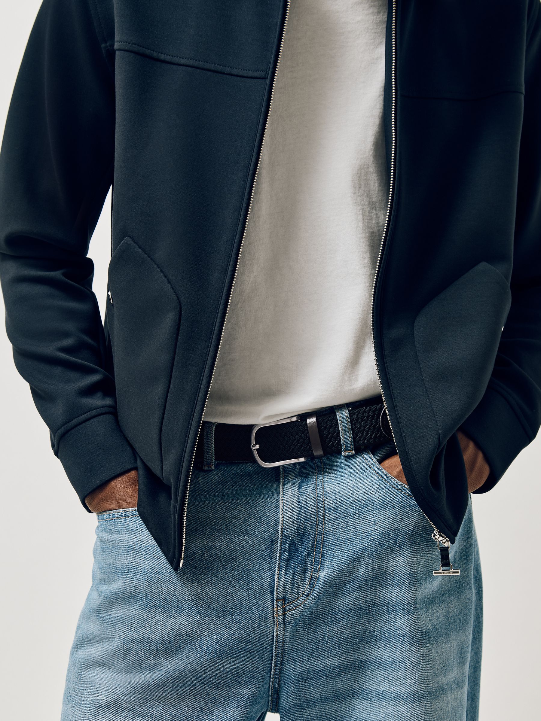 Basket Weave Belt in Navy