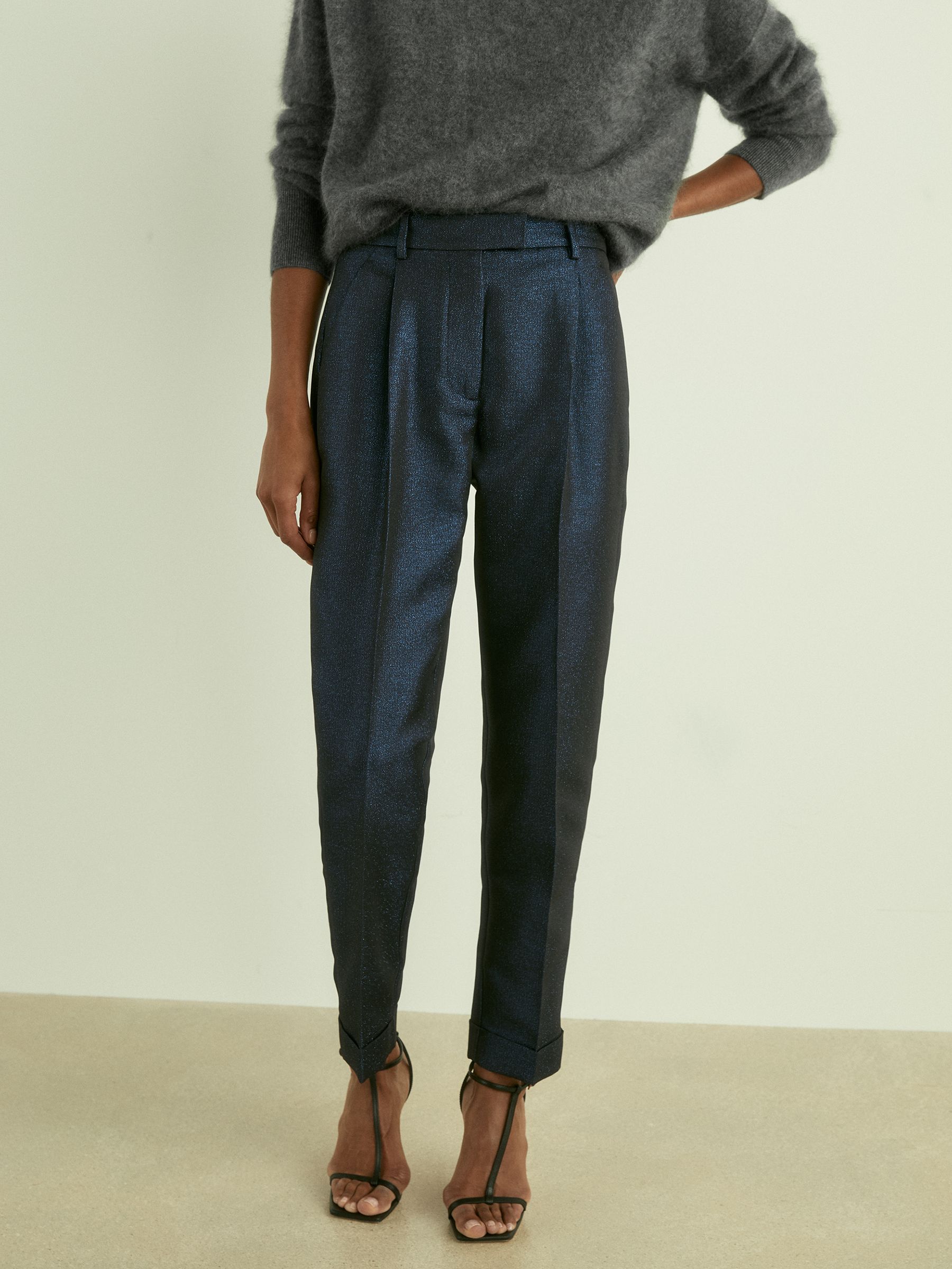 Sparkle Tapered Trousers in Navy