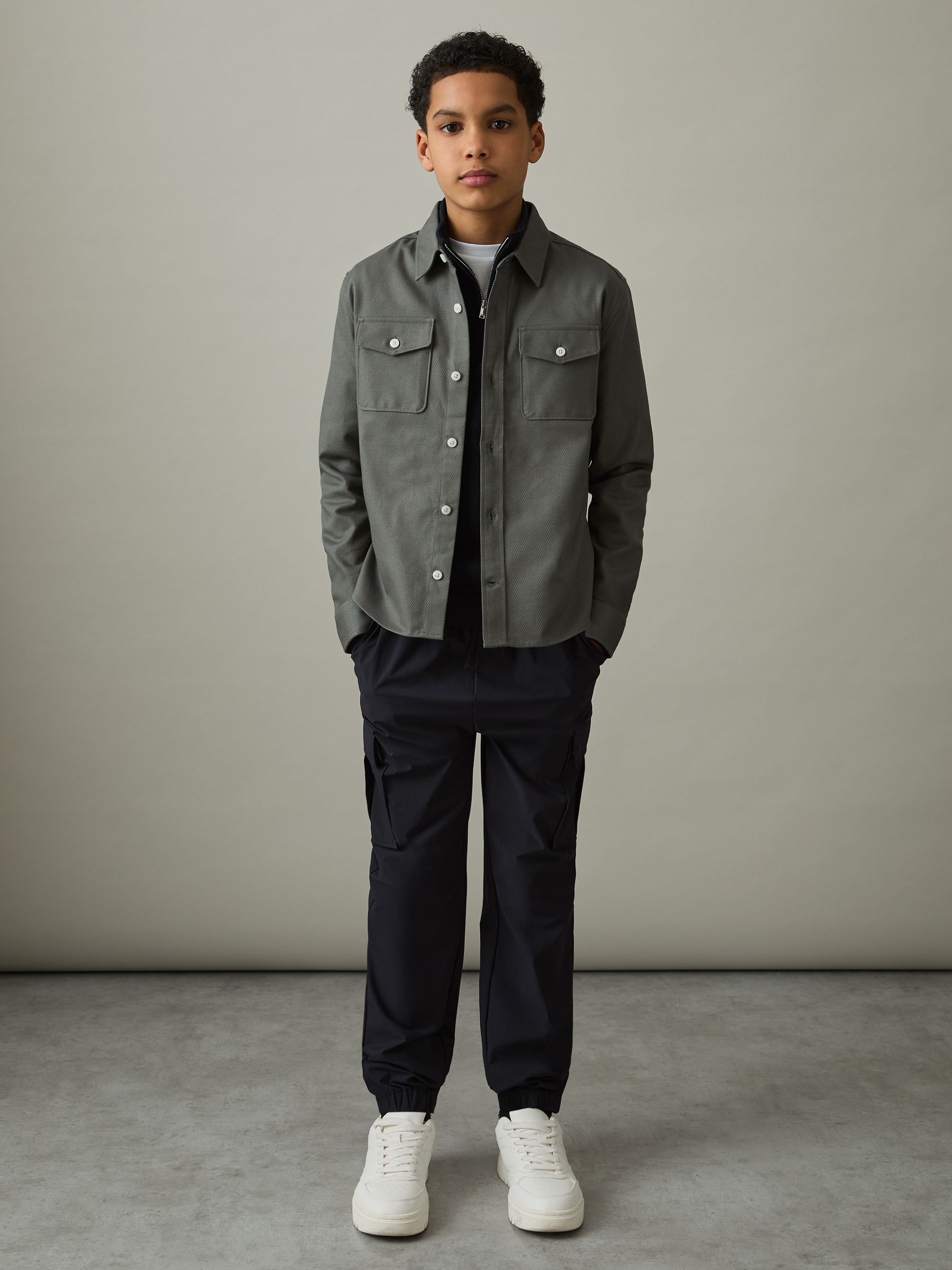 3-9 yrs Twin Pocket Textured Overshirt in Sage