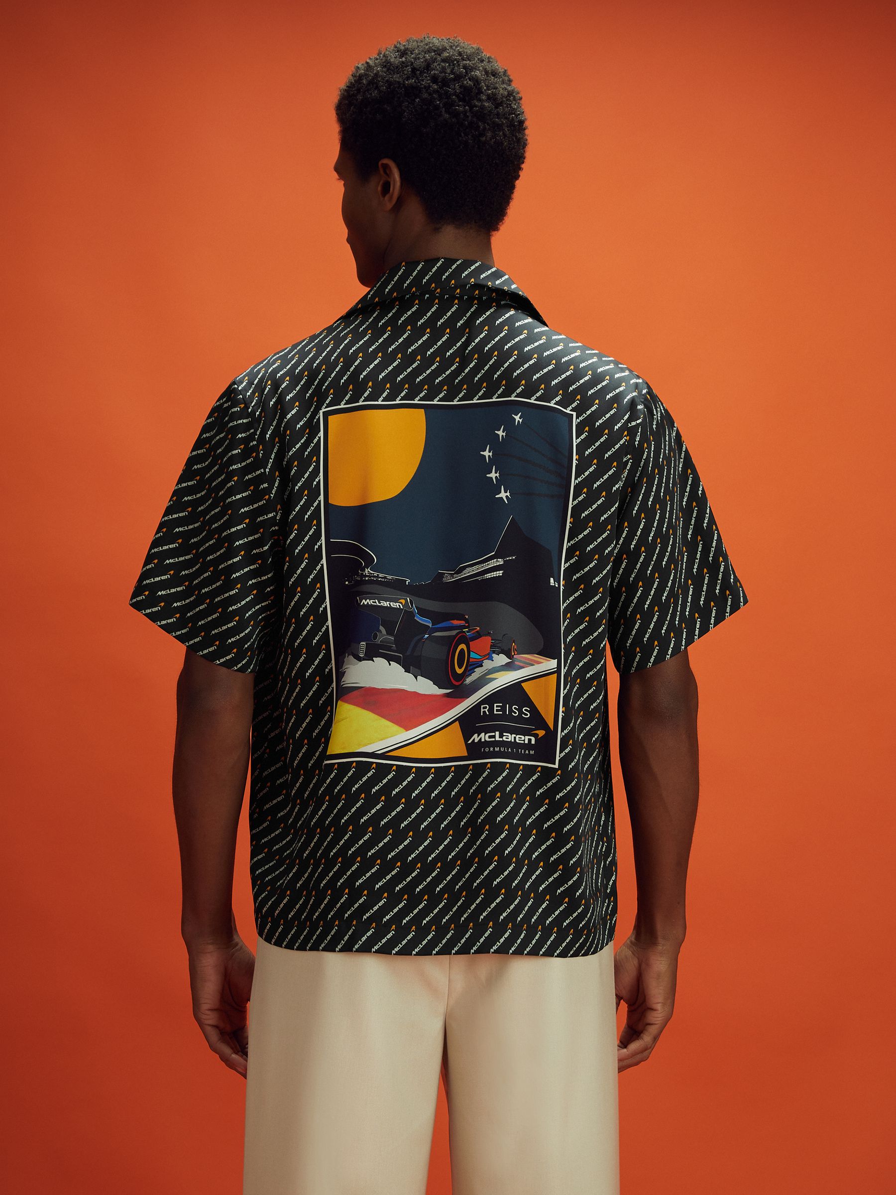 McLaren F1 Silverstone Exclusive Cuban Collar Shirt in Black Multi