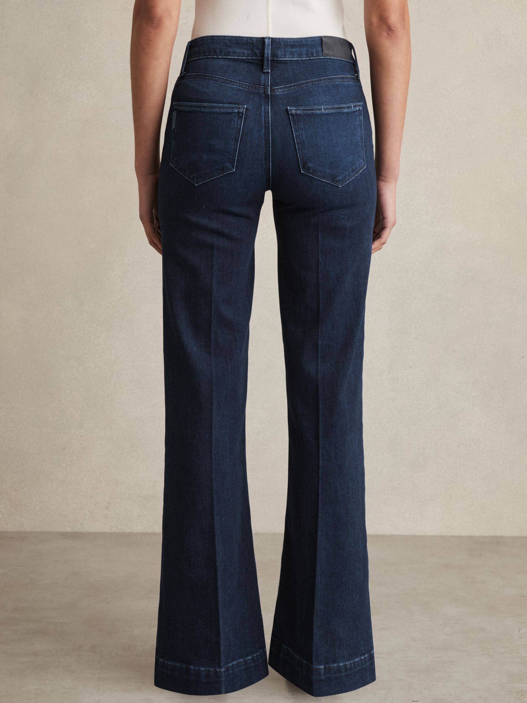 Paige 32�?Wide-Leg Jeans in Navy Blue