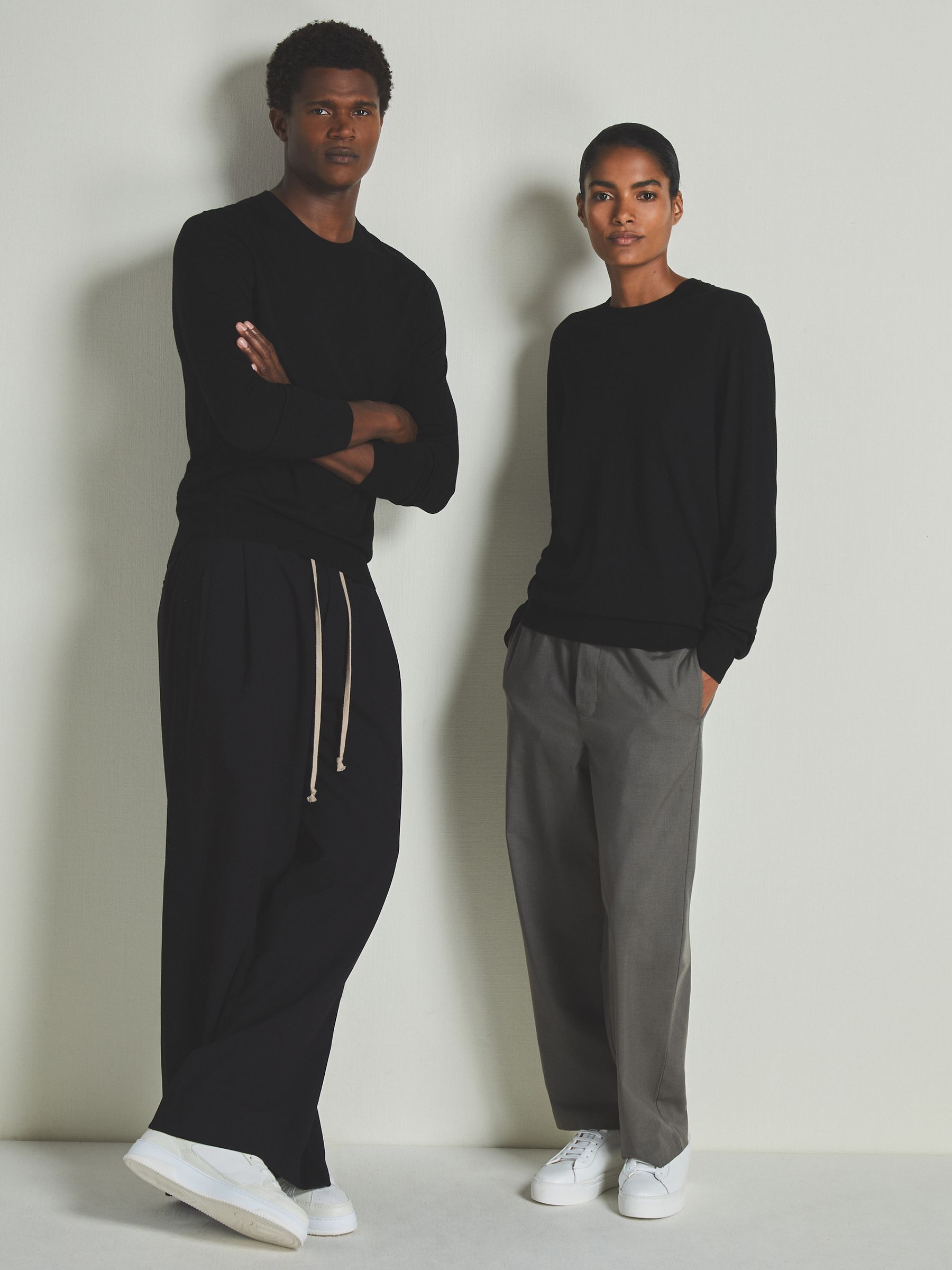 Reiss | Les 100 Ciels Noble-Wool Long-Sleeve Jumper in Black