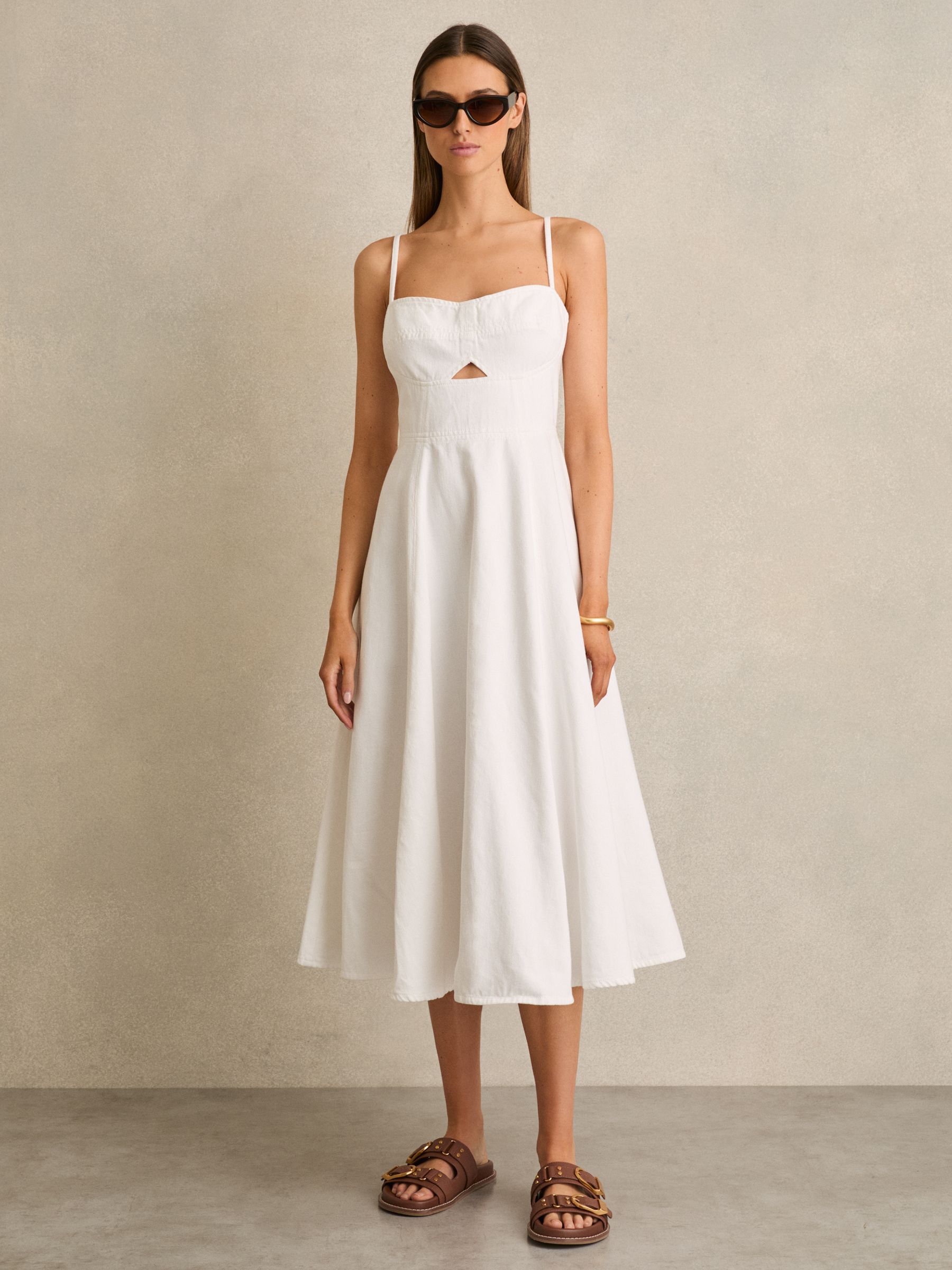 Leather Buckled Slip-On Sandals in Tan