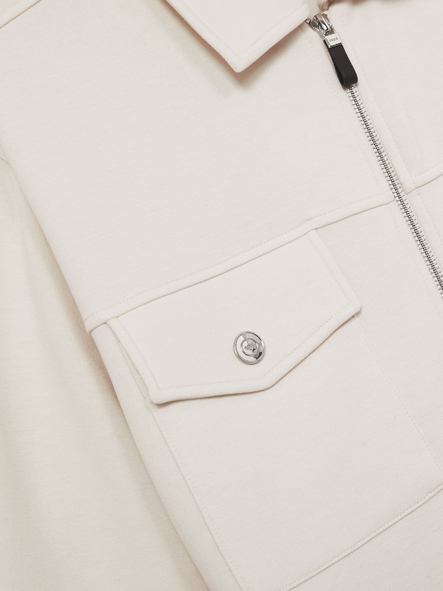 Interlock Zip-Through Overshirt in Off White