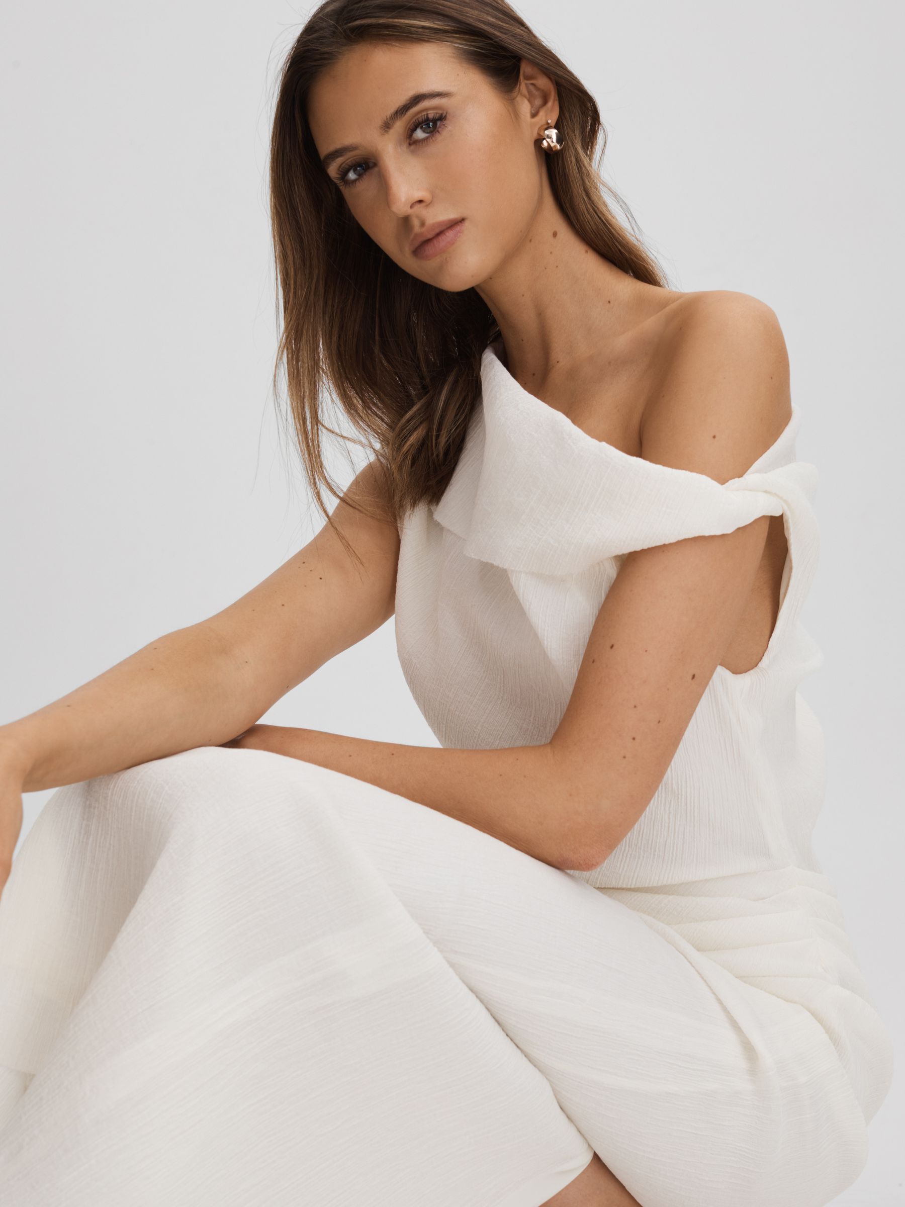 Anna Quan Textured Off-The-Shoulder Maxi Dress in White