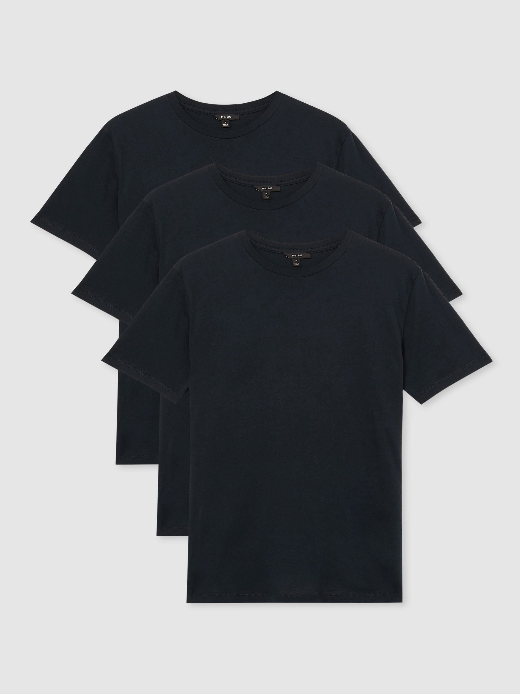 Cotton-Jersey Crew-Neck T-shirts 3 Pack in Navy