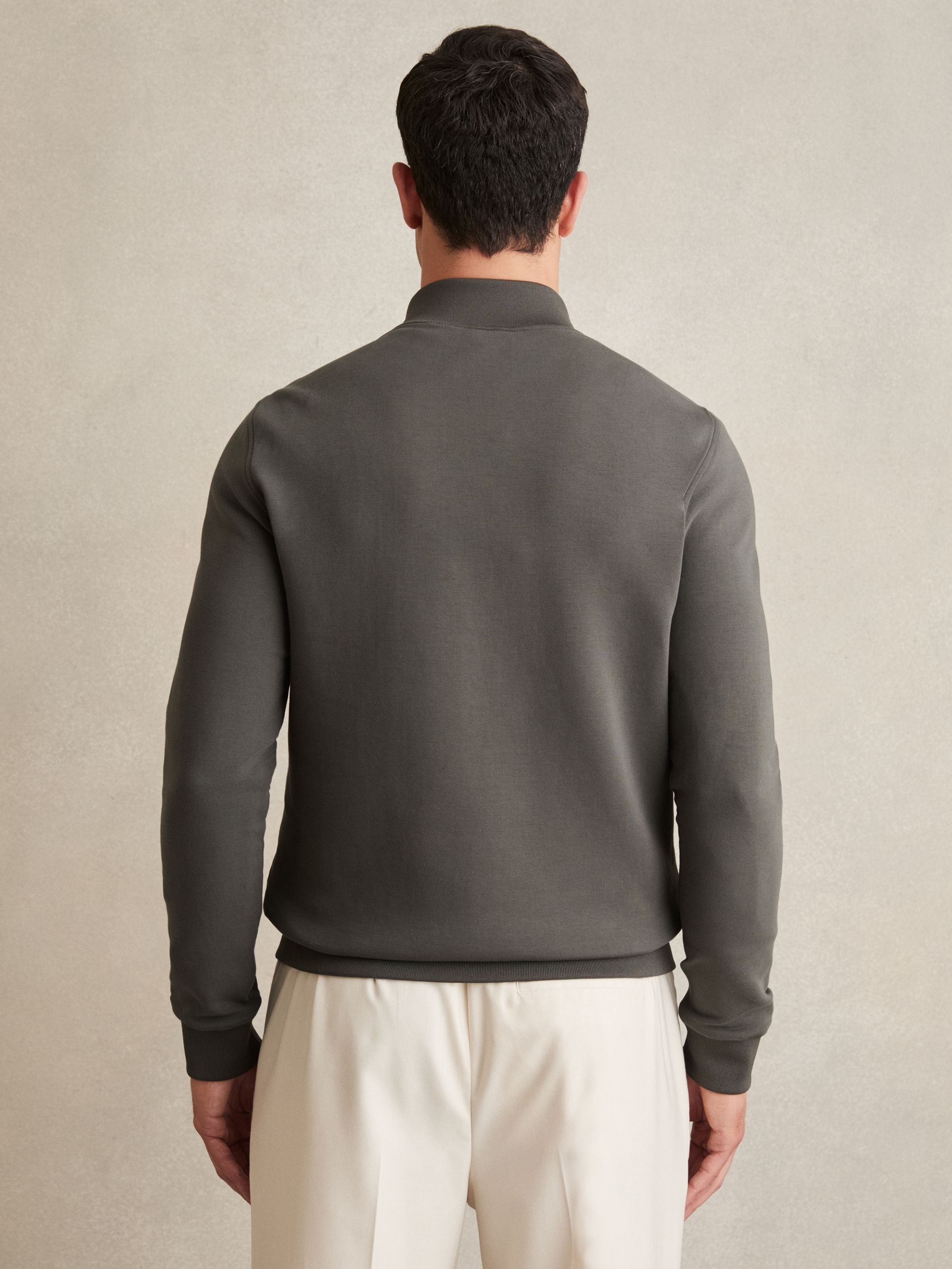 Hybrid Quilt and Knit Zip-Through Jacket in Sage