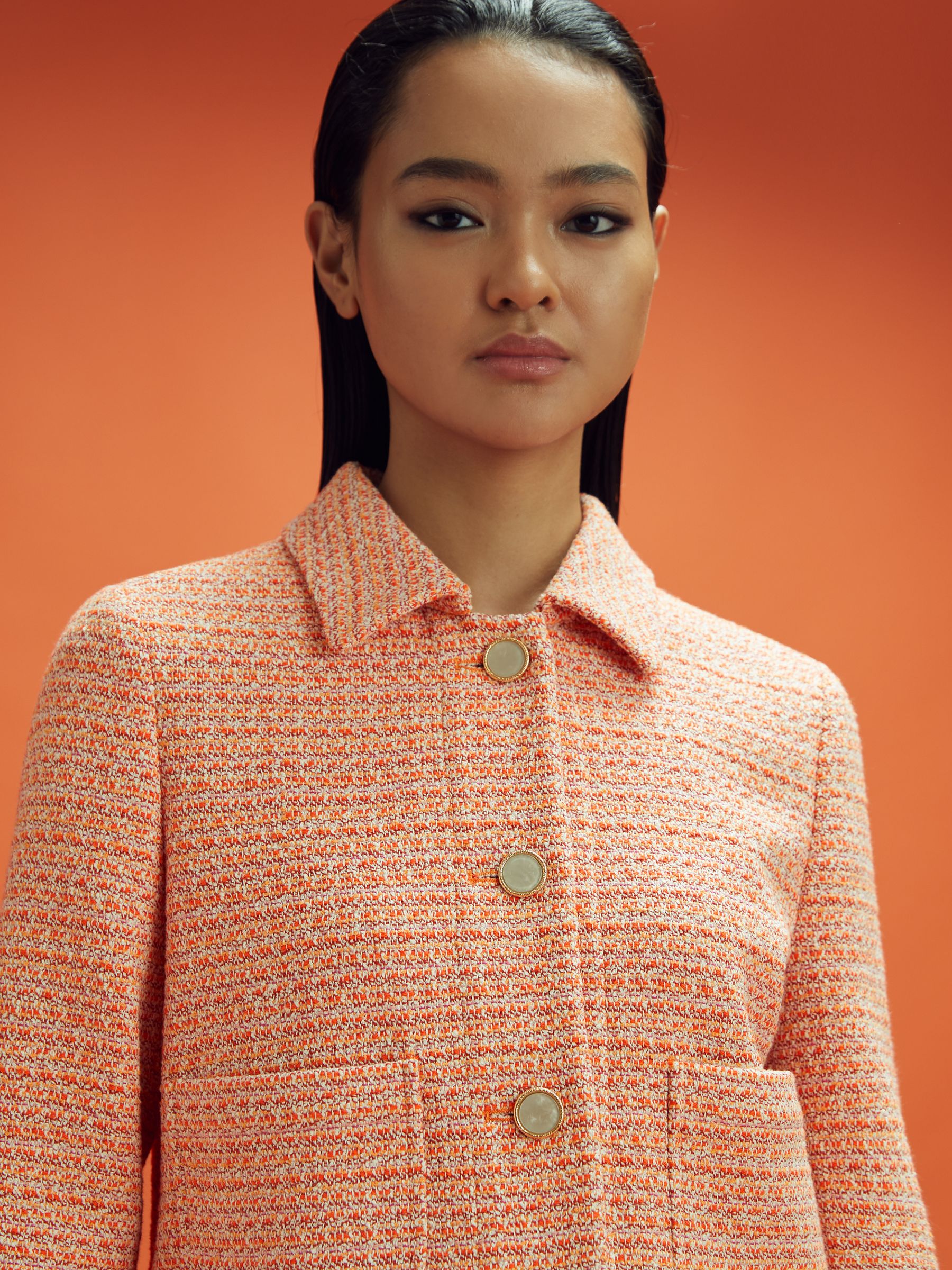 McLaren F1 Boucle Cropped Jacket in Papaya