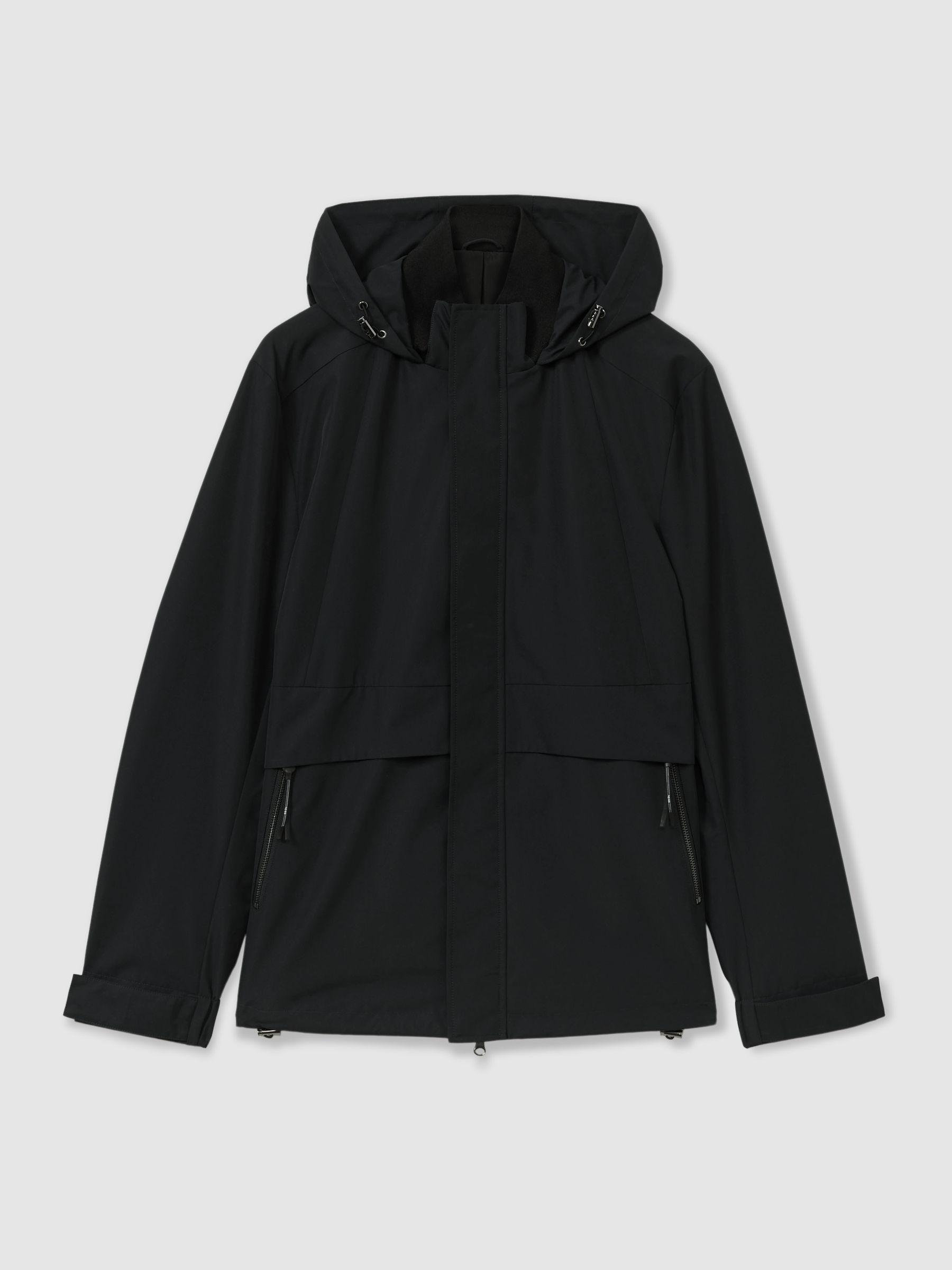 Earlsfield Navy Drawstring Hem Technical Hooded Jacket