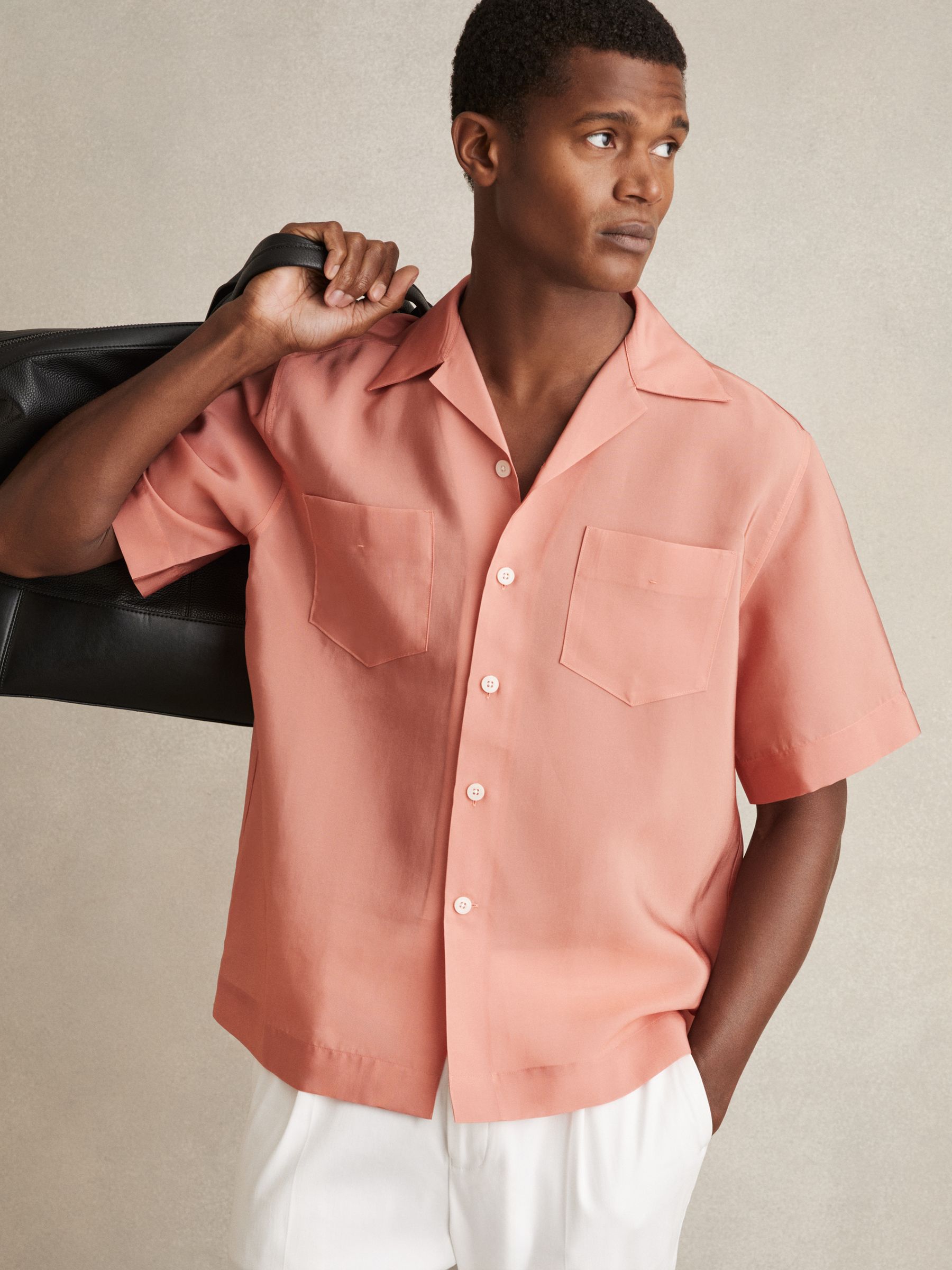 Organza Twin-Pocket Oversize Shirt in Dusty Rose
