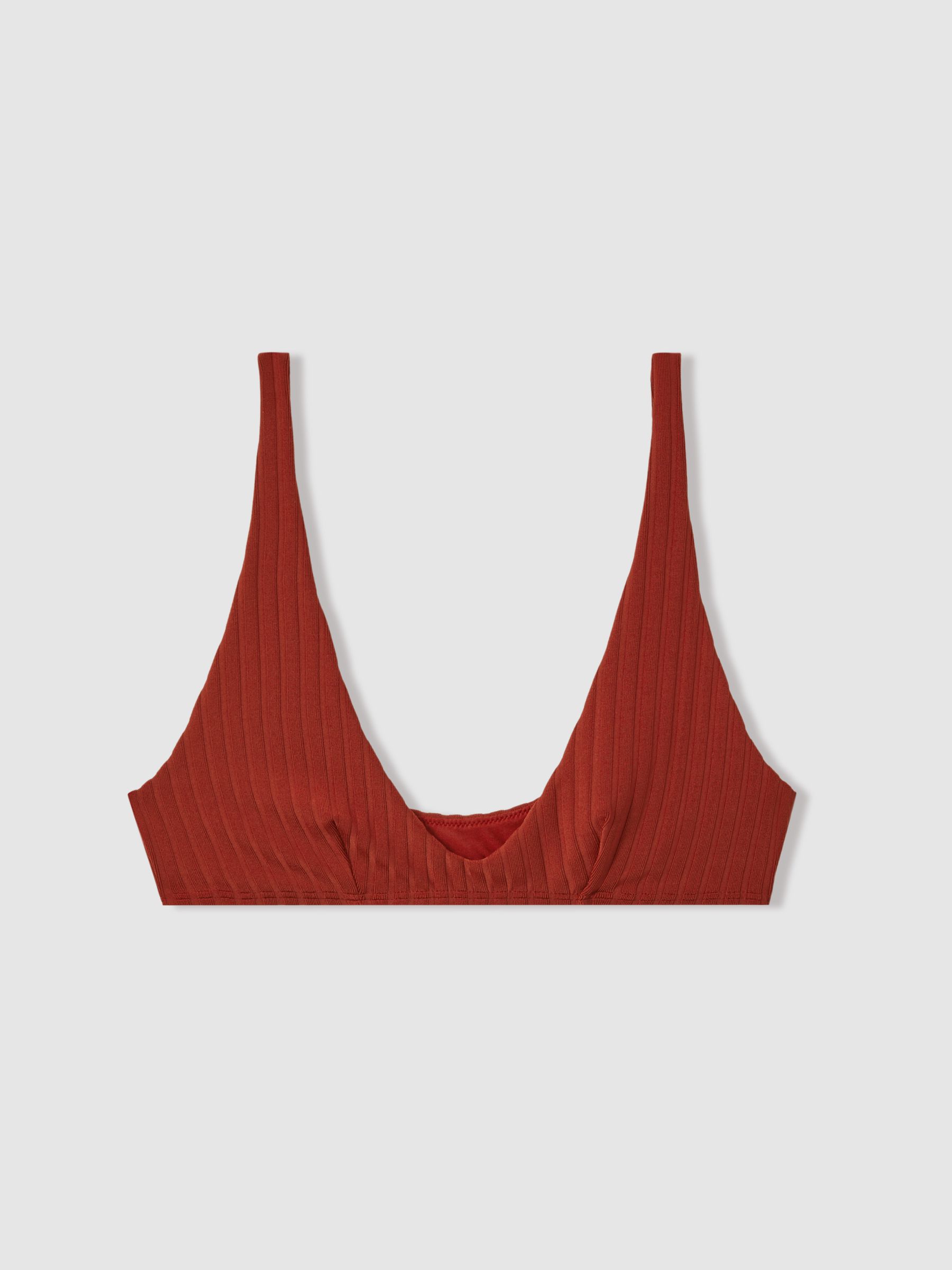 Underwear Ribbed Bikini Top in Dark Magma Red
