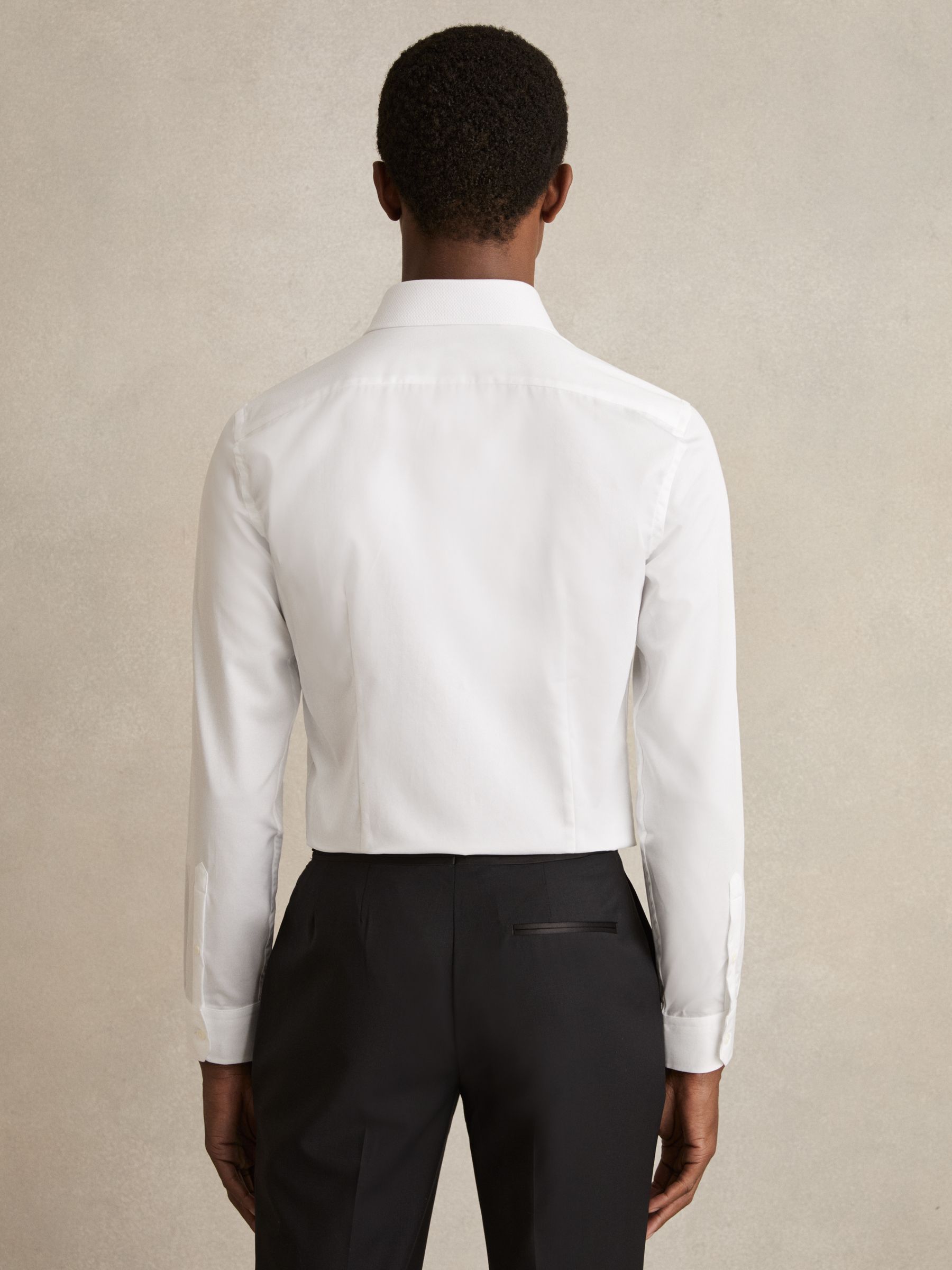 Slim Fit Cotton Marcella Tuxedo Shirt in White
