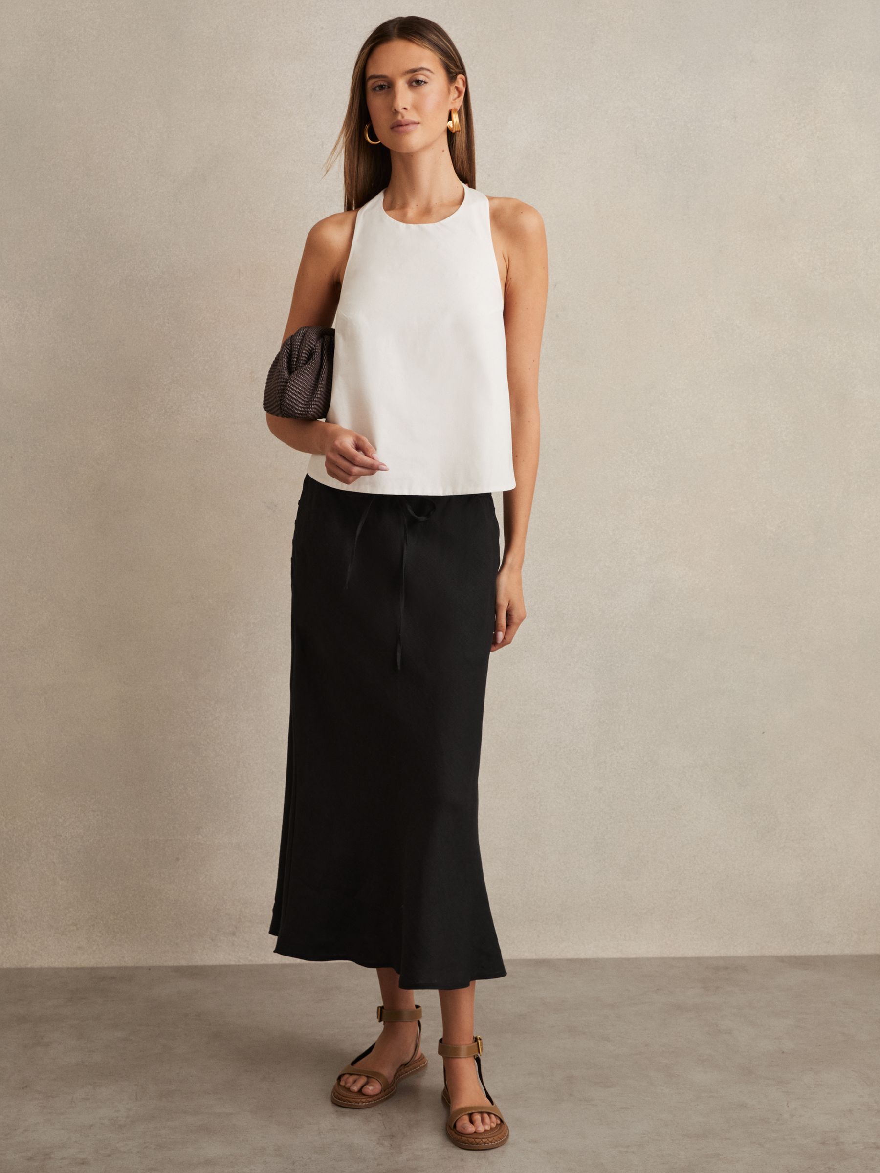 Slip Midi Skirt in Black