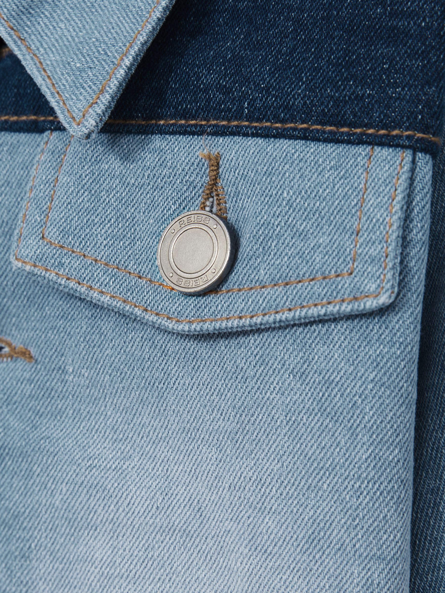 13-14 yrs Patchwork Two-Tone Denim Jacket in Blue