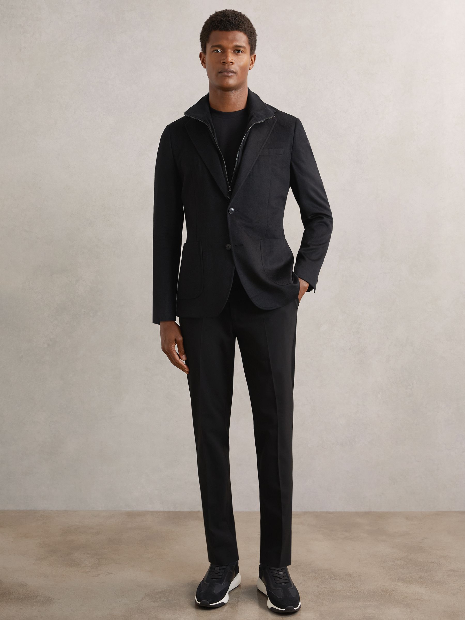 Single Breasted Blazer With Gilet Insert Regular-Fit in Black