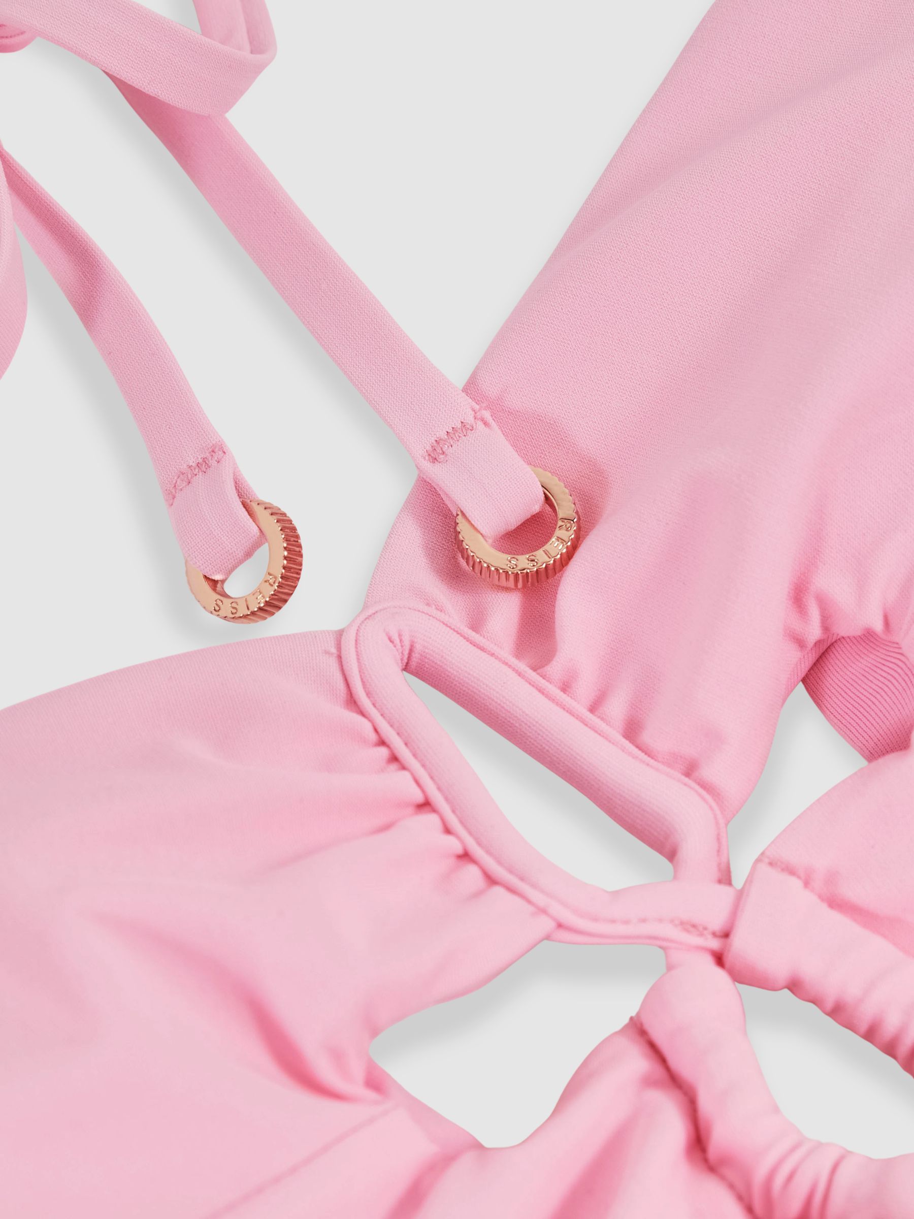 Cut-Out V-Wire Bandeau Bikini Top in Pink