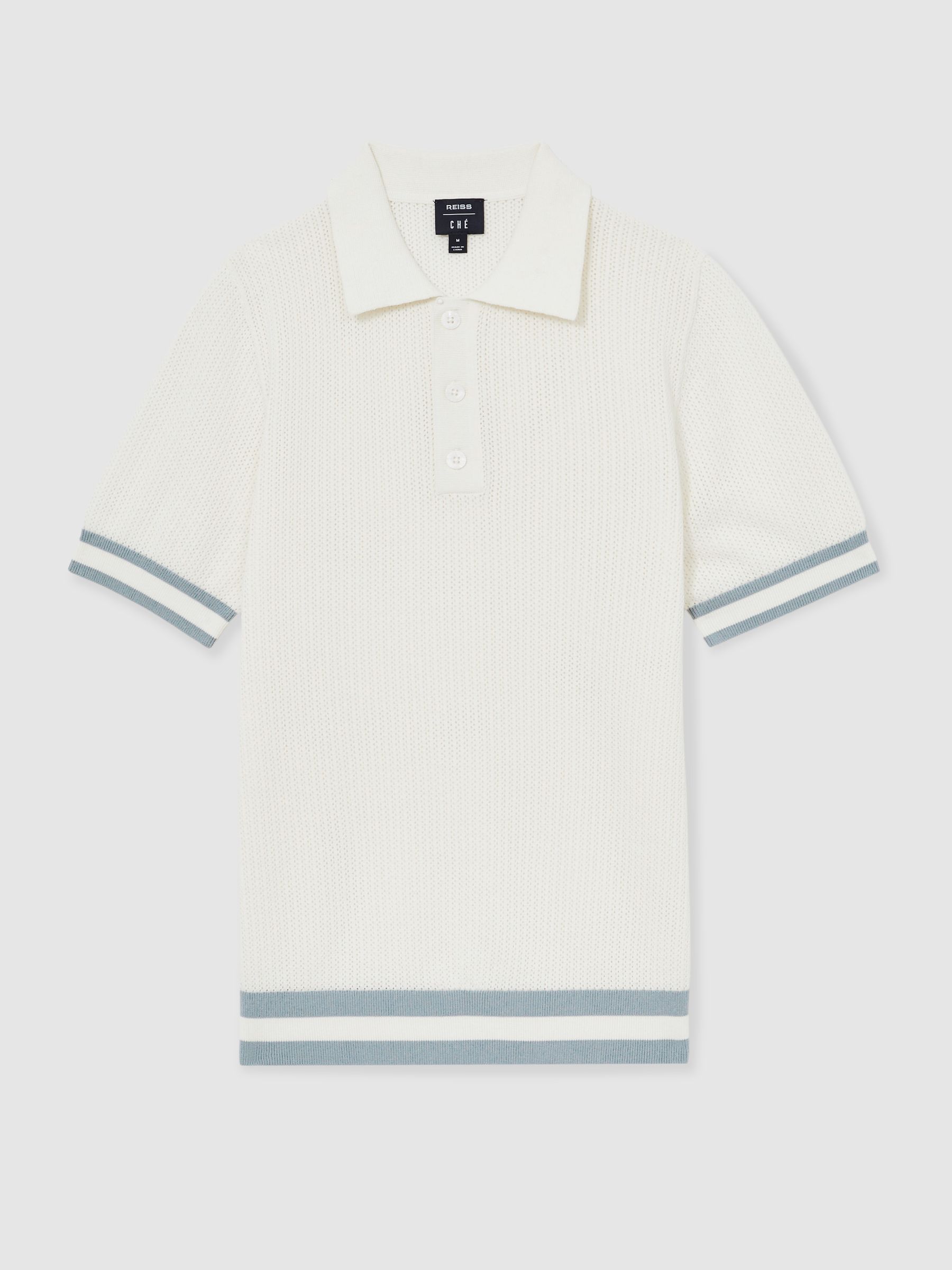 Reiss | Ché Cotton Knit Polo Shirt in White