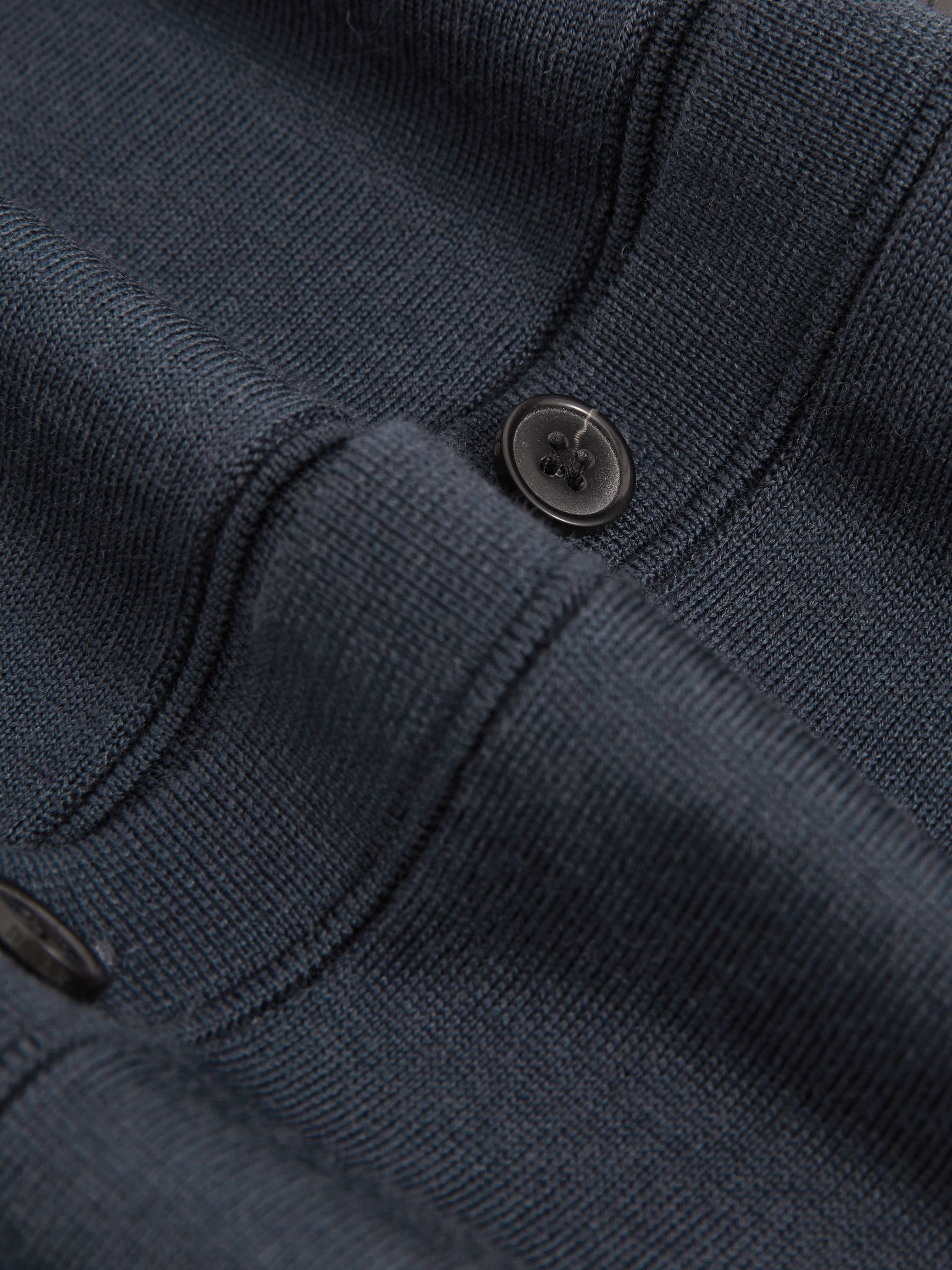 Merino Wool Button-Through Cardigan in Midnight Navy