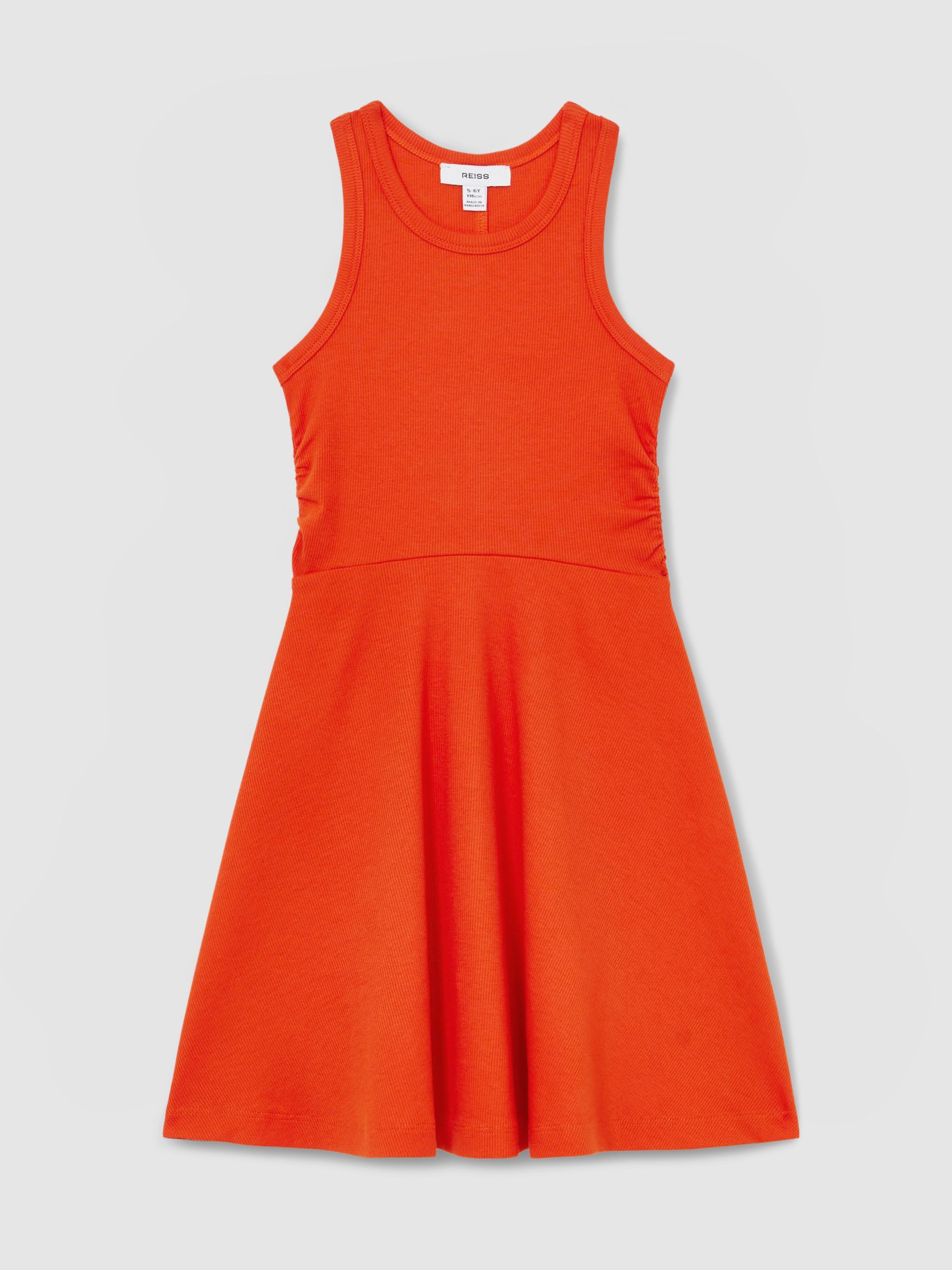 9-13 yrs Jersey Ruched Skater Dress in Orange