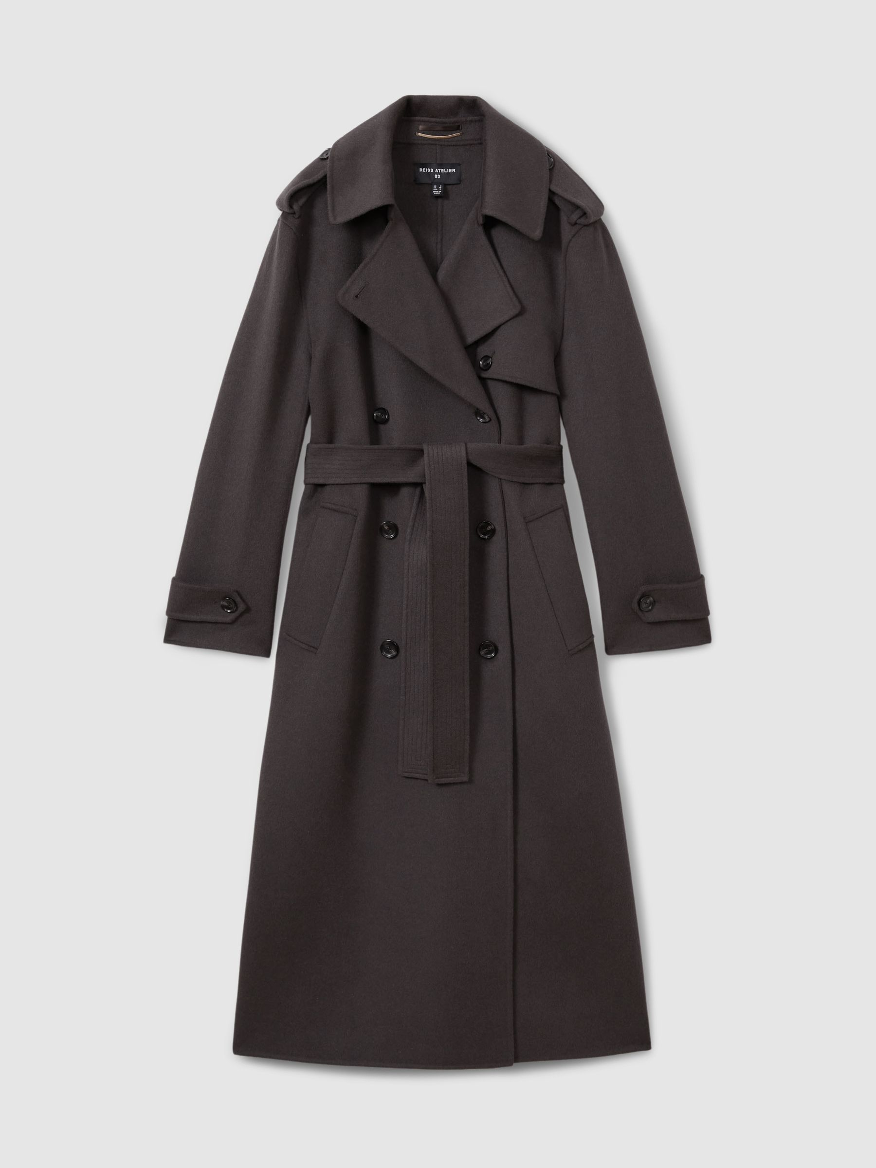 Atelier Wool and Cashmere Trench Coat in Charcoal