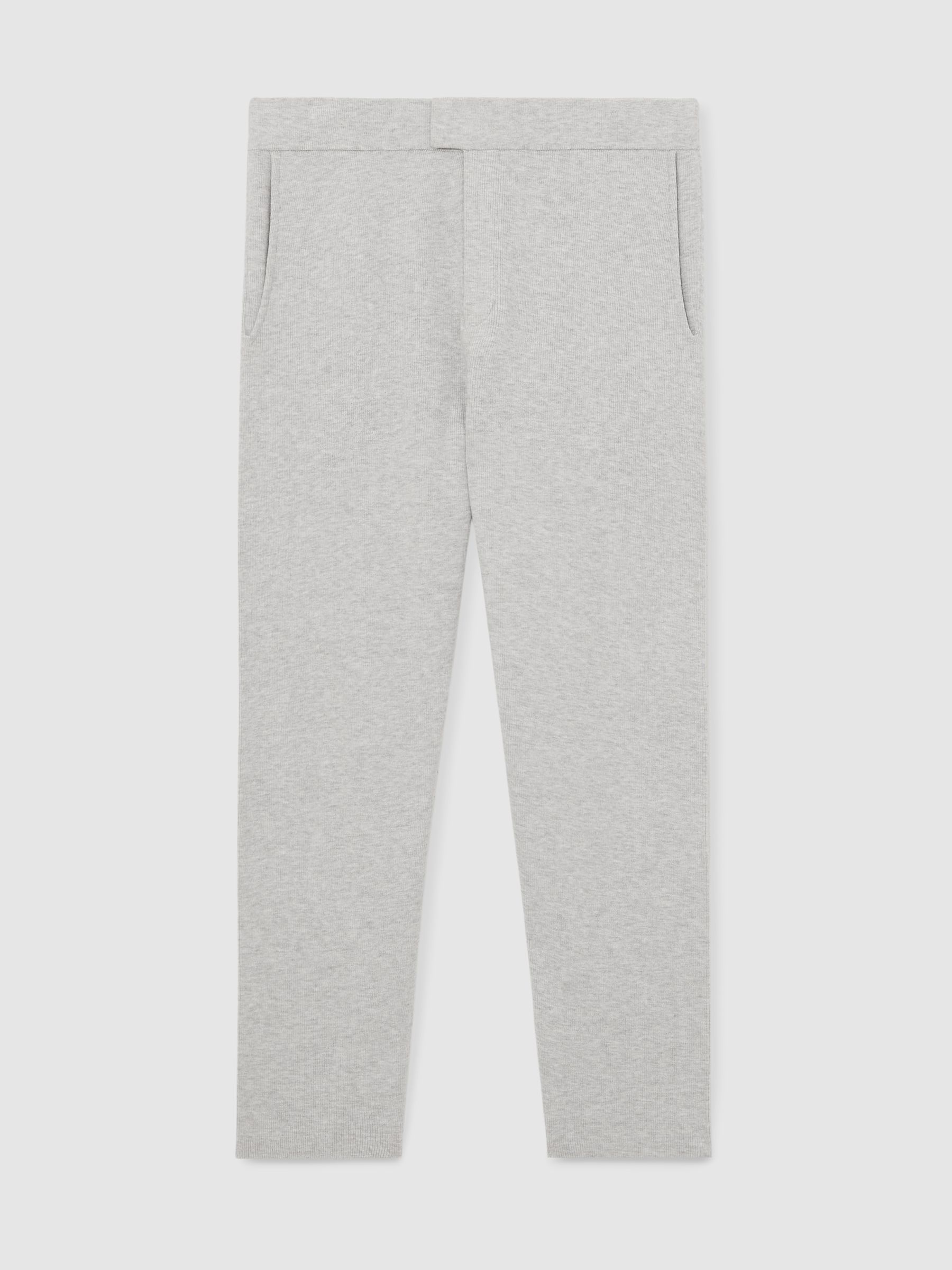 Tapered Fit Knitted Trousers in Soft Grey