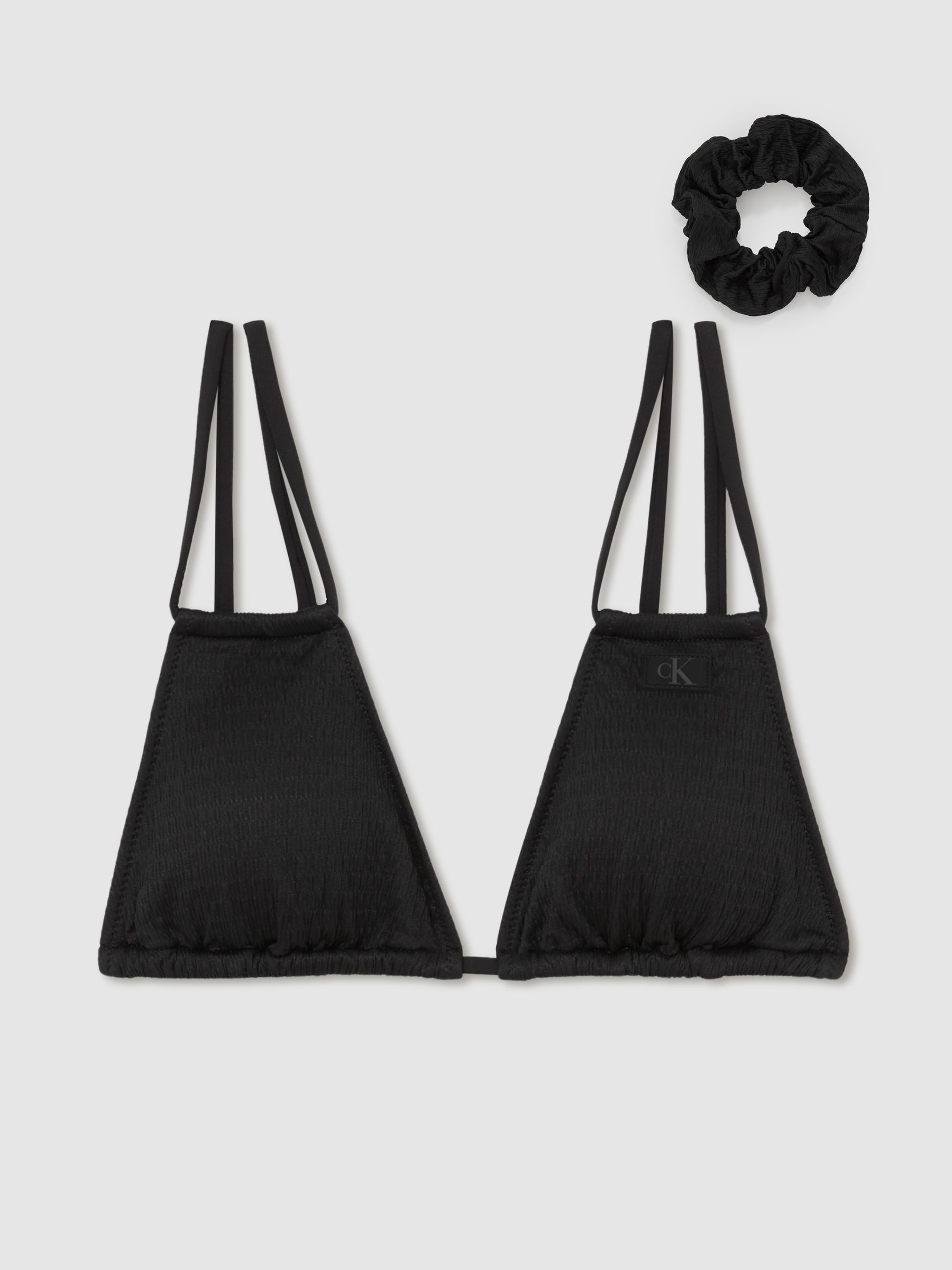 Calvin Klein Crinkle Triangle Bikini Top in Black