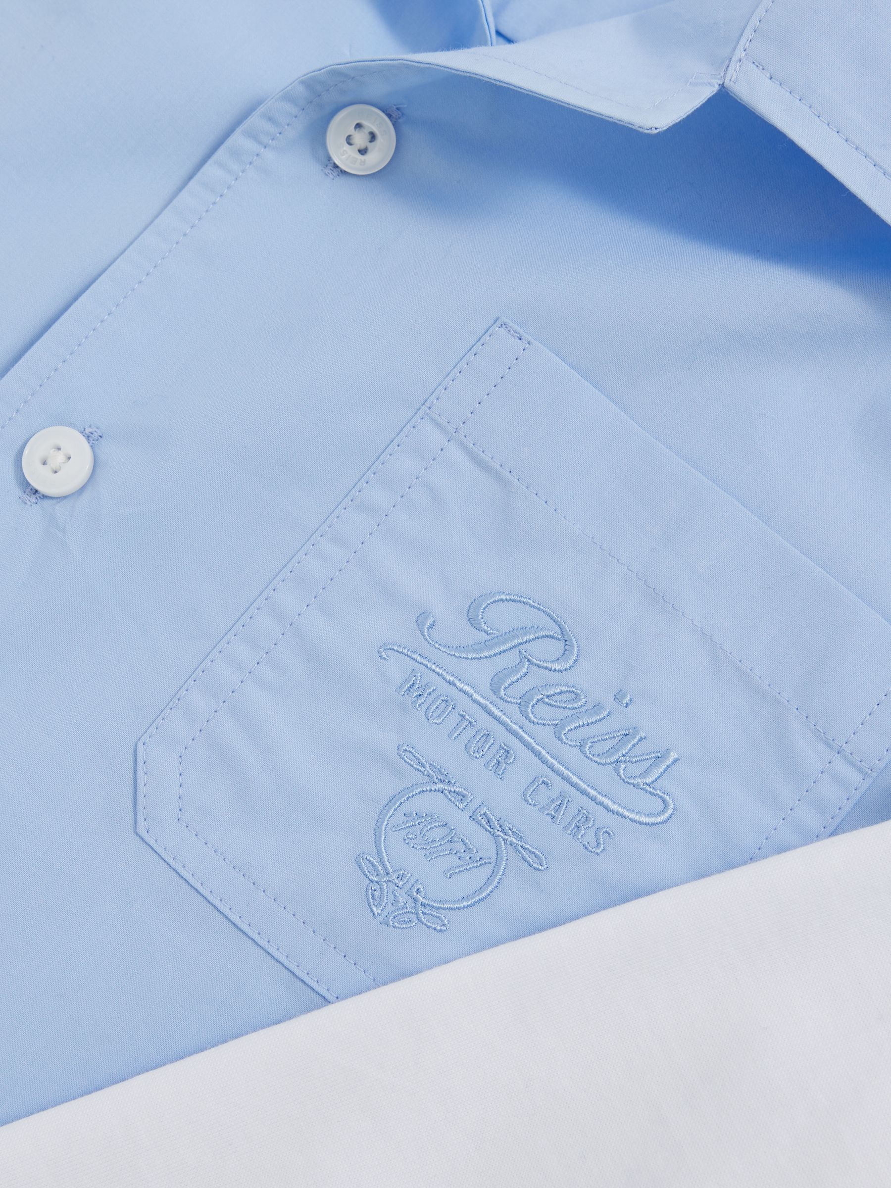 9-13 yrs Cotton Motor Cars Dual-Sleeve Shirt in Blue/White