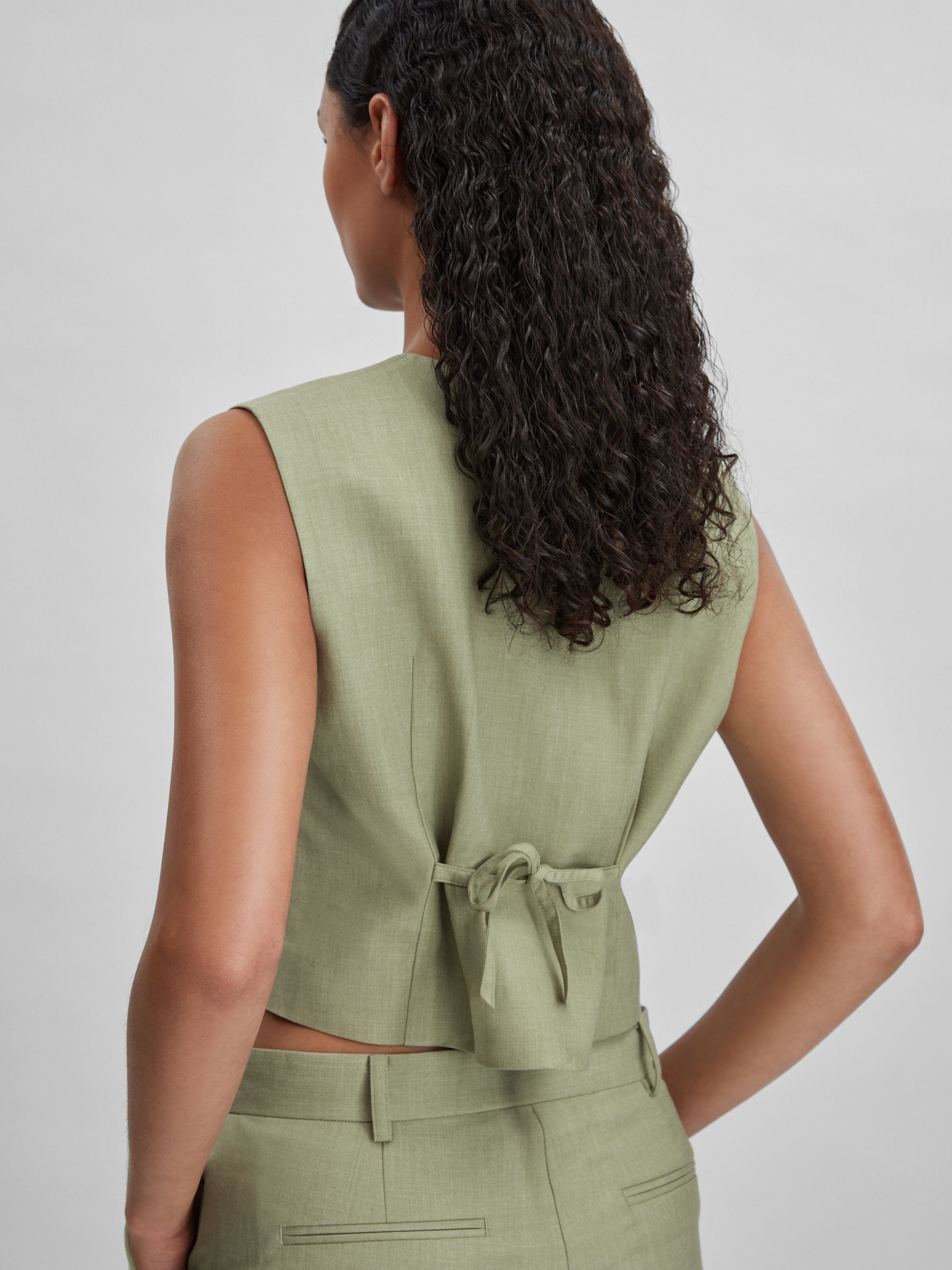 Significant Other Adjustable Single-Breasted Waistcoat in Sage