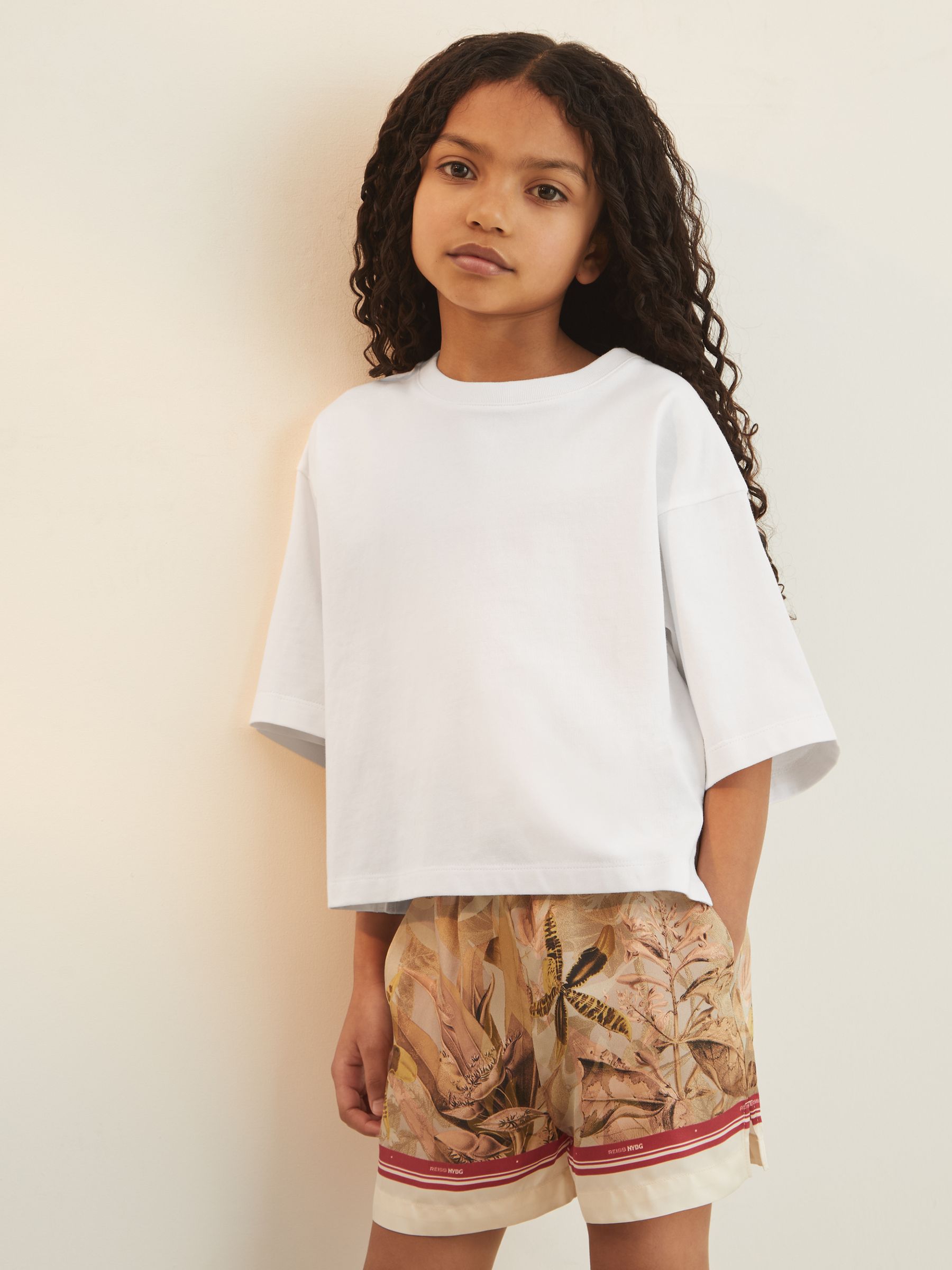 4-9 yrs Reiss | NYBG Floral Oversize T-Shirt in Khaki